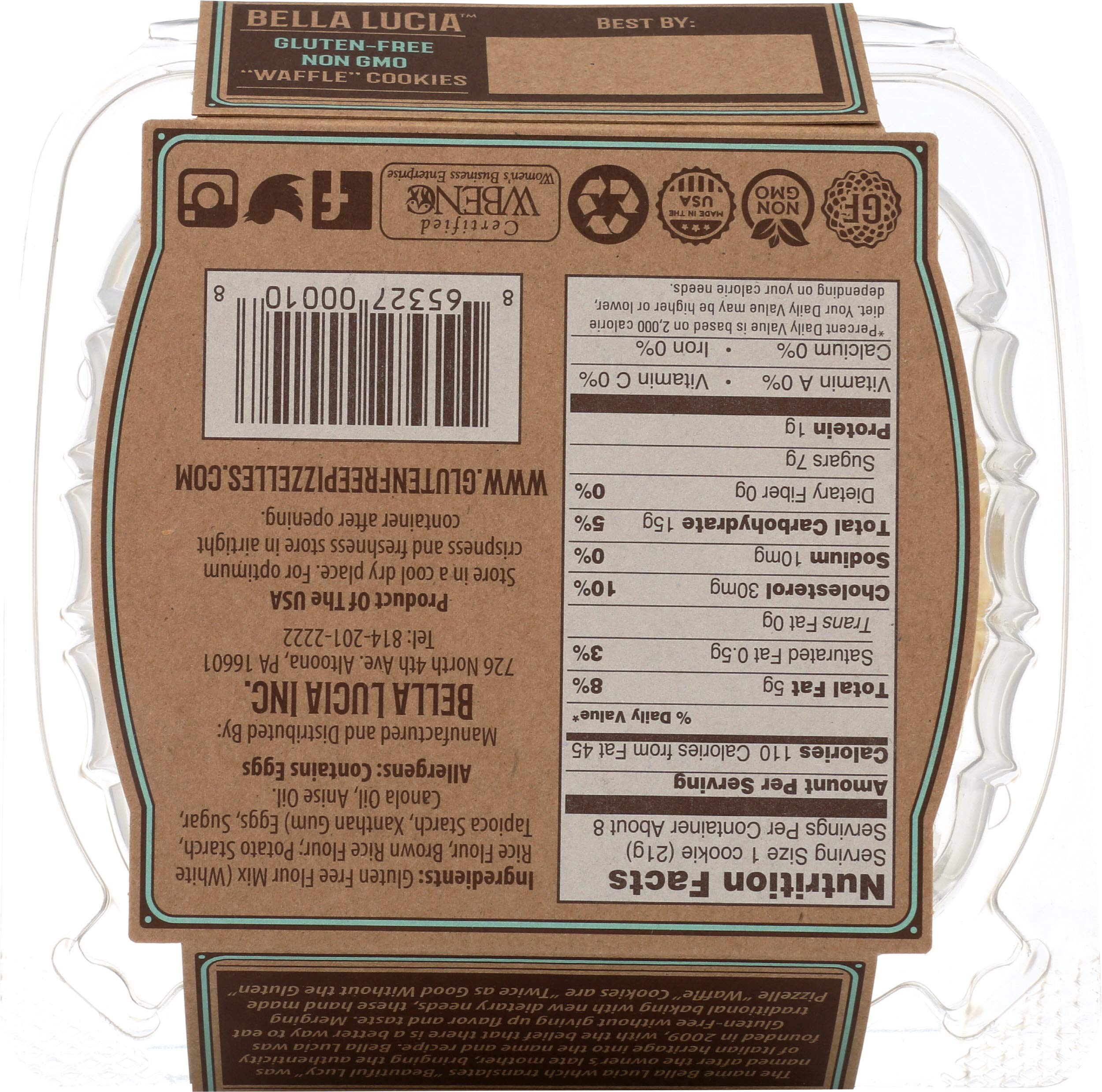 Bella Lucia Gluten Free Pizzelles Italian Cookies, Anise Flavor, 6 Ounce (Pack of 1) - Perfect for Holiday Gifts, Tea Time, and Dessert Parties