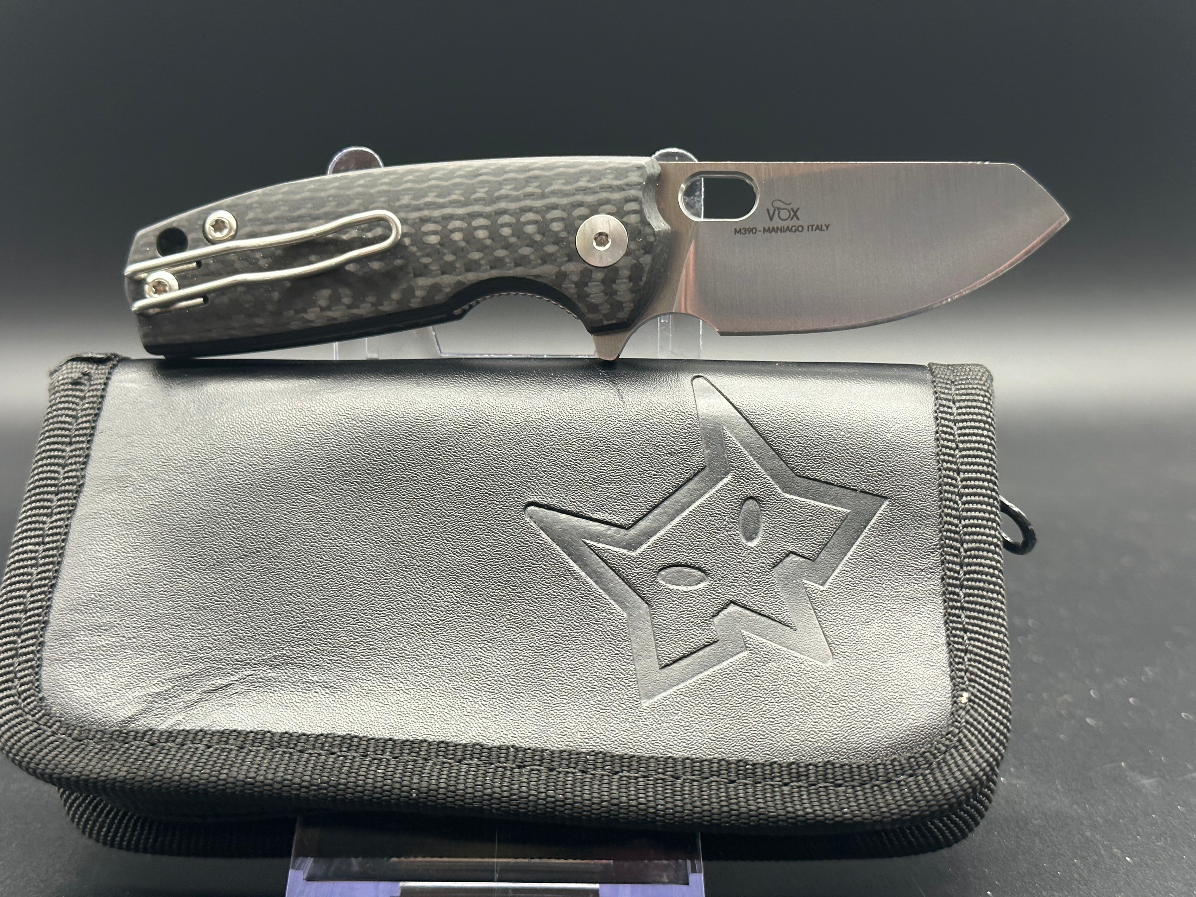Fox Knives Baby Core M390 Carbon Fiber Folding Pocket Knife - Premium EDC Knife for Outdoor, Camping, Hiking & Everyday Carry