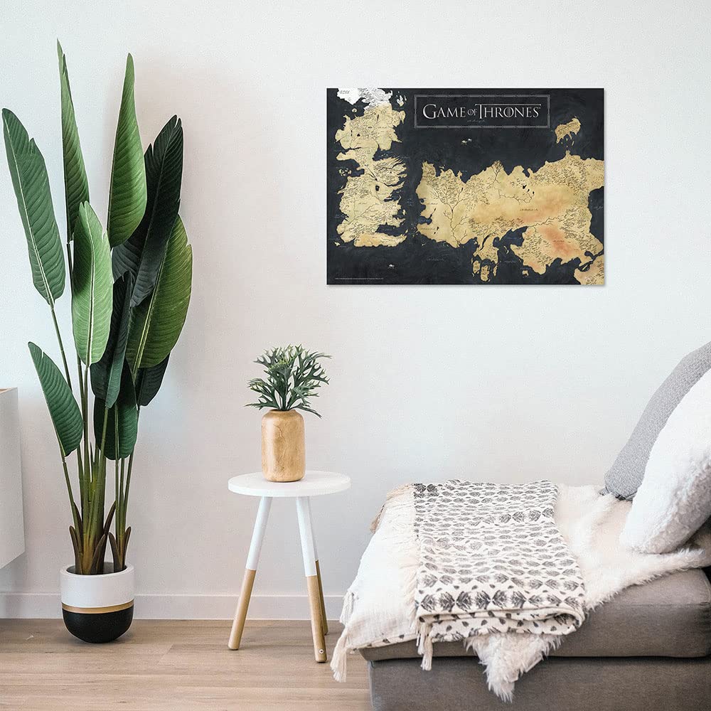 Game of Thrones Westeros Map Wall Art - 24” x 17” Durable Canvas Poster - Officially Licensed Collectible - Perfect for Living Room, Bedroom & Game Room Decor