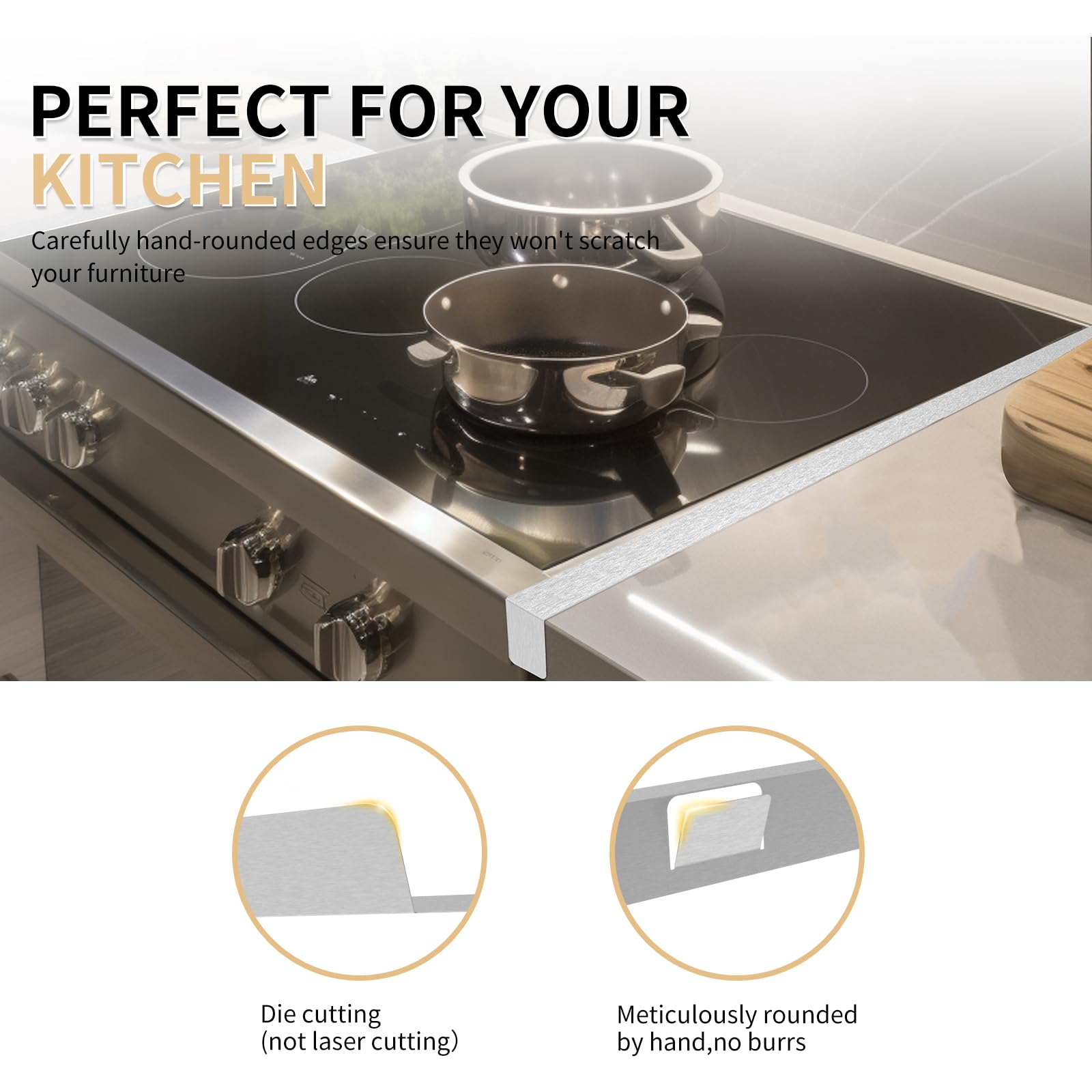 316 Stainless Steel Stove Gap Covers - 2 Pack (23.6-26