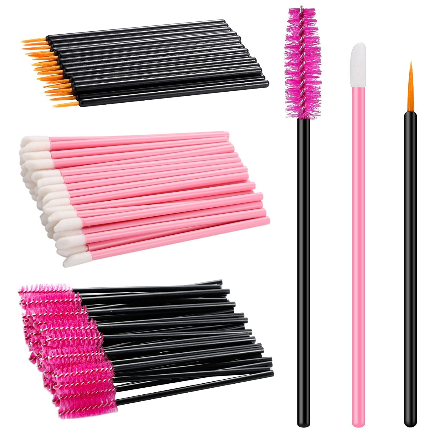 50 PCS Professional Makeup Brush Set - 10 Eyeliner Brushes, 20 Mascara Wands, 20 Lipstick Applicators | Essential Makeup Artist Tools Kit for Beauty Salon, Home & Travel | Perfect for Makeup Application, Touch-ups & On-the-Go Beauty