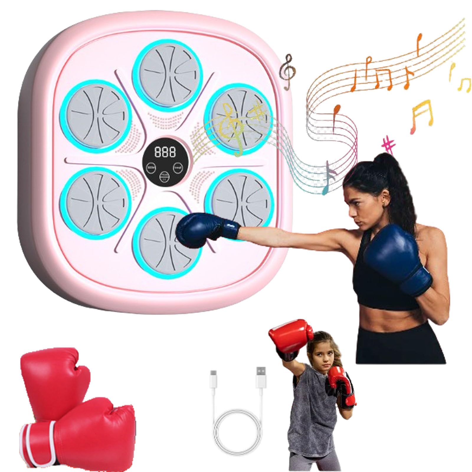 Smart Bluetooth Music Boxing Machine with Gloves - Interactive Punching Bag for Home Gym, Wall Mounted Electronic Boxing Board for Adults & Women - Perfect for Fitness Training, Stress Relief & Fun Workouts