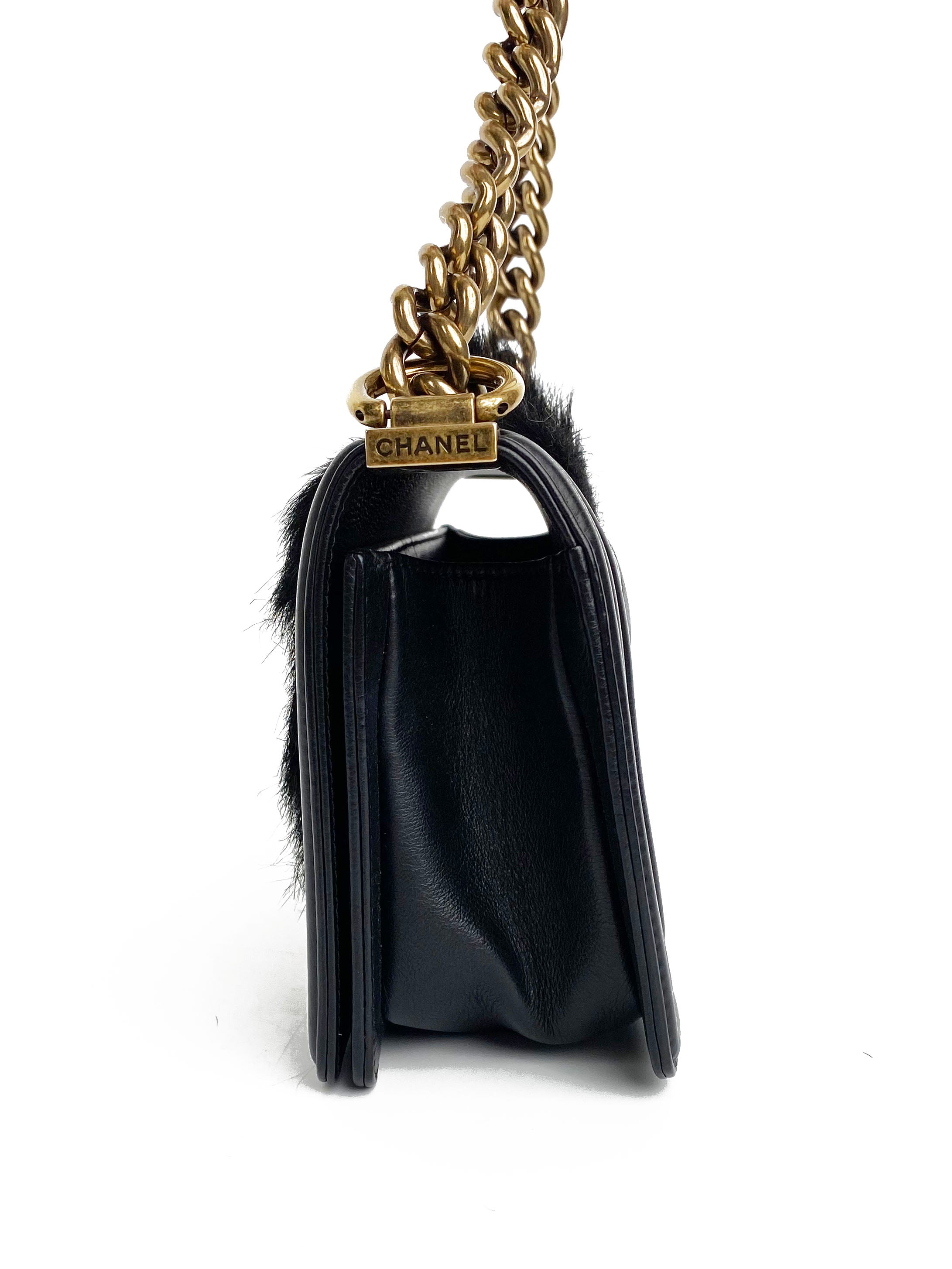 Chanel Black Ponyhair Small Square Boy Bag - Luxury Designer Crossbody Purse for Women, Evening Parties & Special Occasions