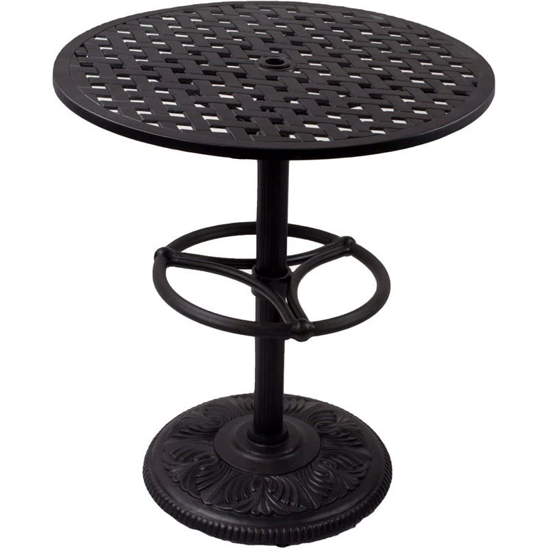 36-Inch Round Pedestal Bar Table with Footrest - Woven Design for Comfort & Style - Perfect for Home Bars, Patios, and Outdoor Entertaining
