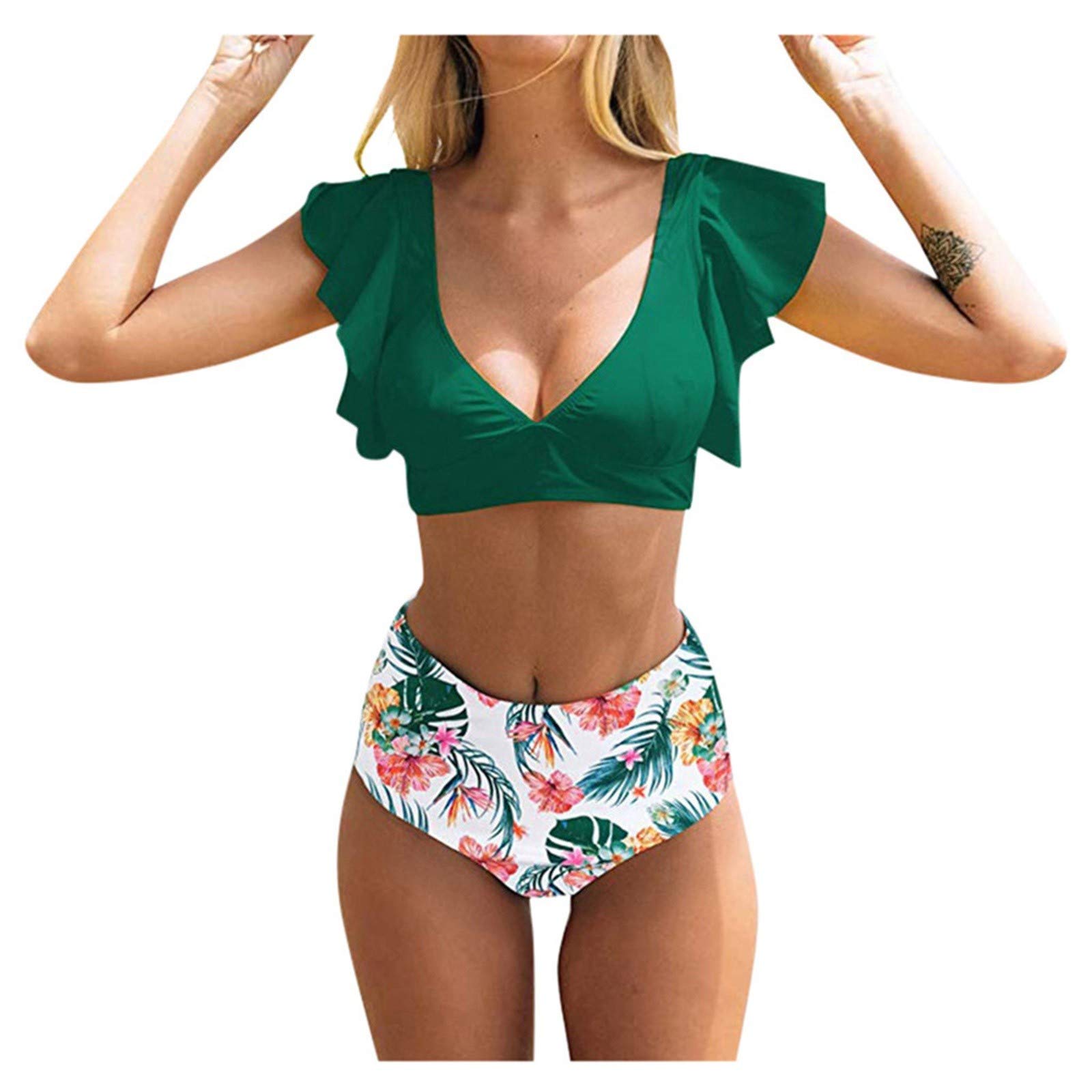 Sexy Lace High Waist Push Up Bikini Set for Women - Floral Print Swimwear & Beachwear | Perfect for Pool Parties, Vacations, and Summer Getaways