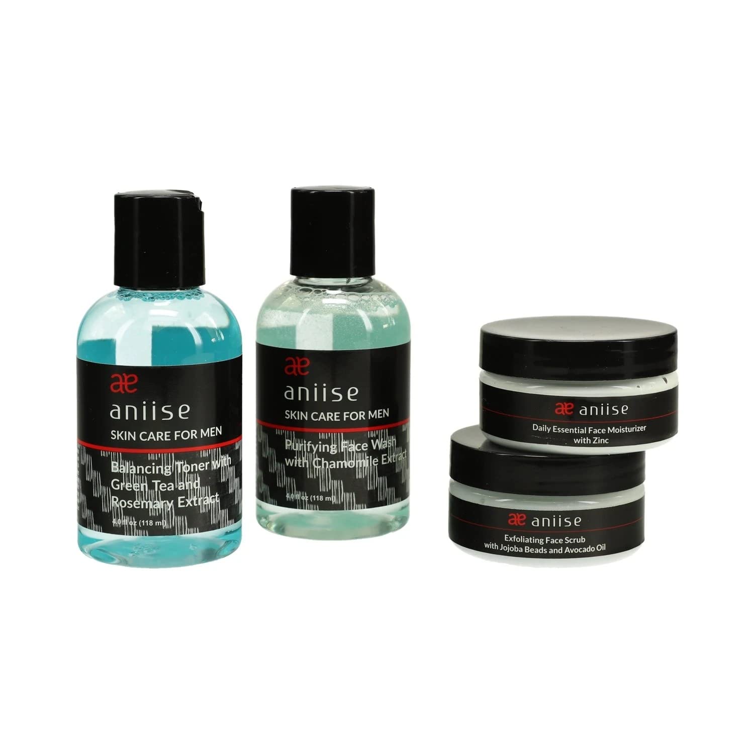 Best Men's Skincare Set - Hydrating Face Moisturizer, Cleansing Face Wash, Exfoliating Scrub & Balancing Toner for Acne & Oily Skin | Daily Grooming Routine & Post-Shave Care