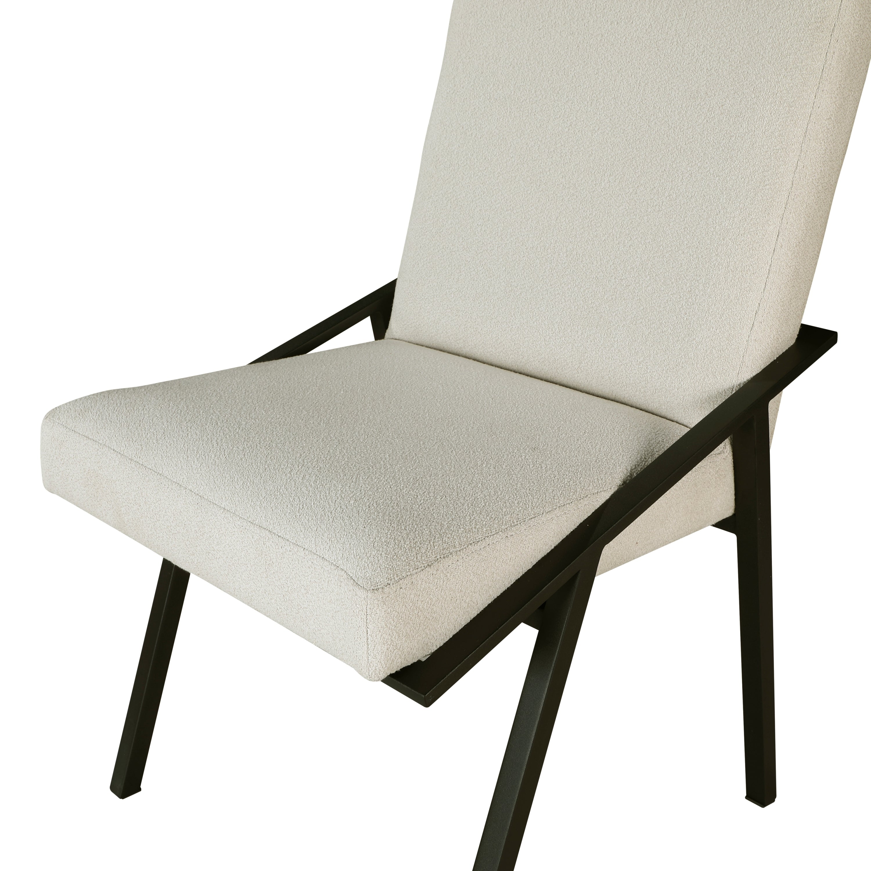 Modern Black Metal Base Cream Fabric Upholstered Dining Chairs Set of 2 - Contemporary Side Chairs for Kitchen, Dining Room & Office Seating