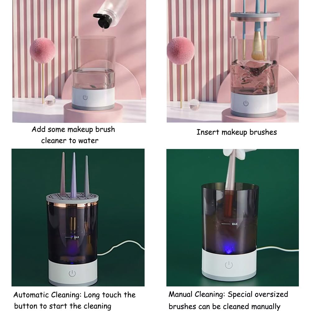 Electric Makeup Brush Cleaner Machine - Automatic Cosmetic Brush Washer & Dryer with Dust-Proof Organizer | Perfect Gift for Women, Mom, Wife | Ideal for Home Salon, Professional Makeup Artists & Travel Beauty Kits