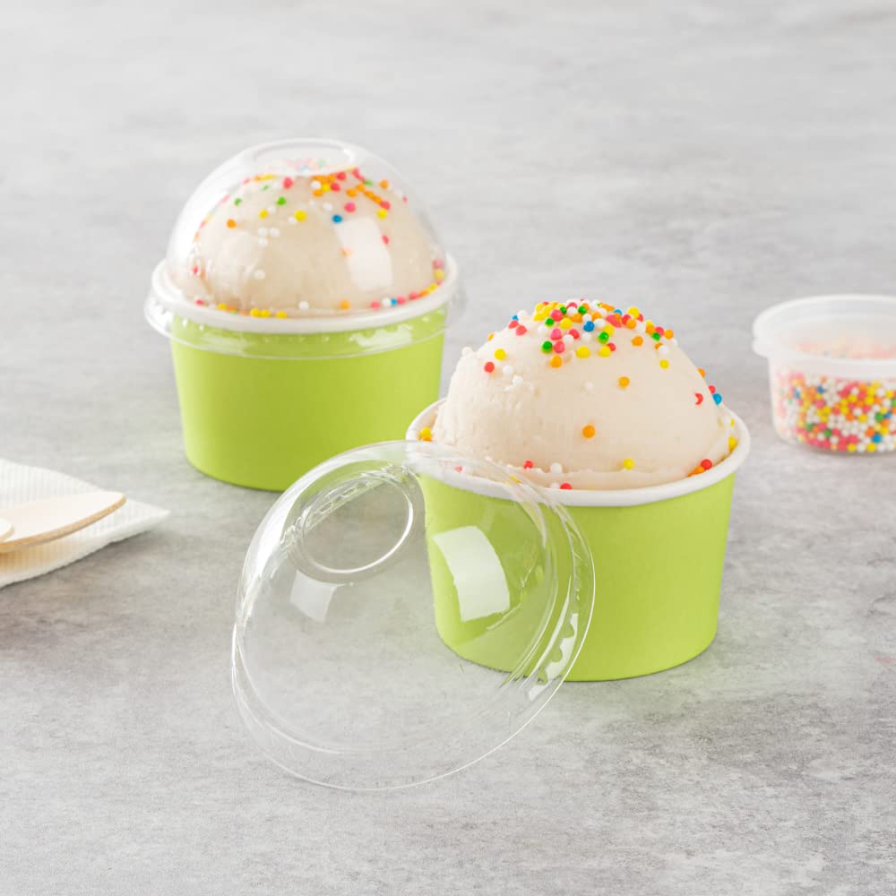 50 Pack Clear Plastic Dome Lids for 3oz Coppetta To-Go Cups | Disposable Dessert Cup Lids | Perfect for Ice Cream, Yogurt & Pudding Takeout | Restaurant & Bakery Supplies