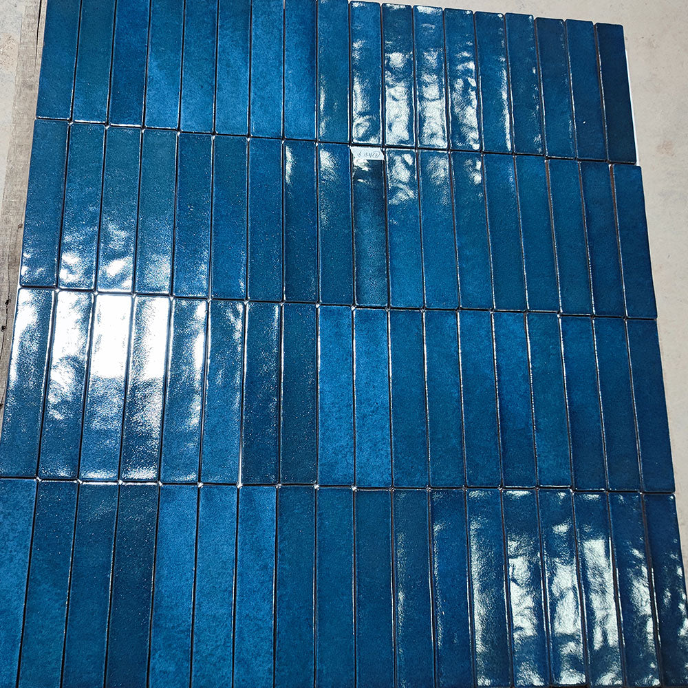 Handmade Mykonos Midnight Blue 50X250 Zellige Matte Subway Tile - Perfect for Kitchen Backsplash, Bathroom Walls & Mediterranean-Inspired Home Decor