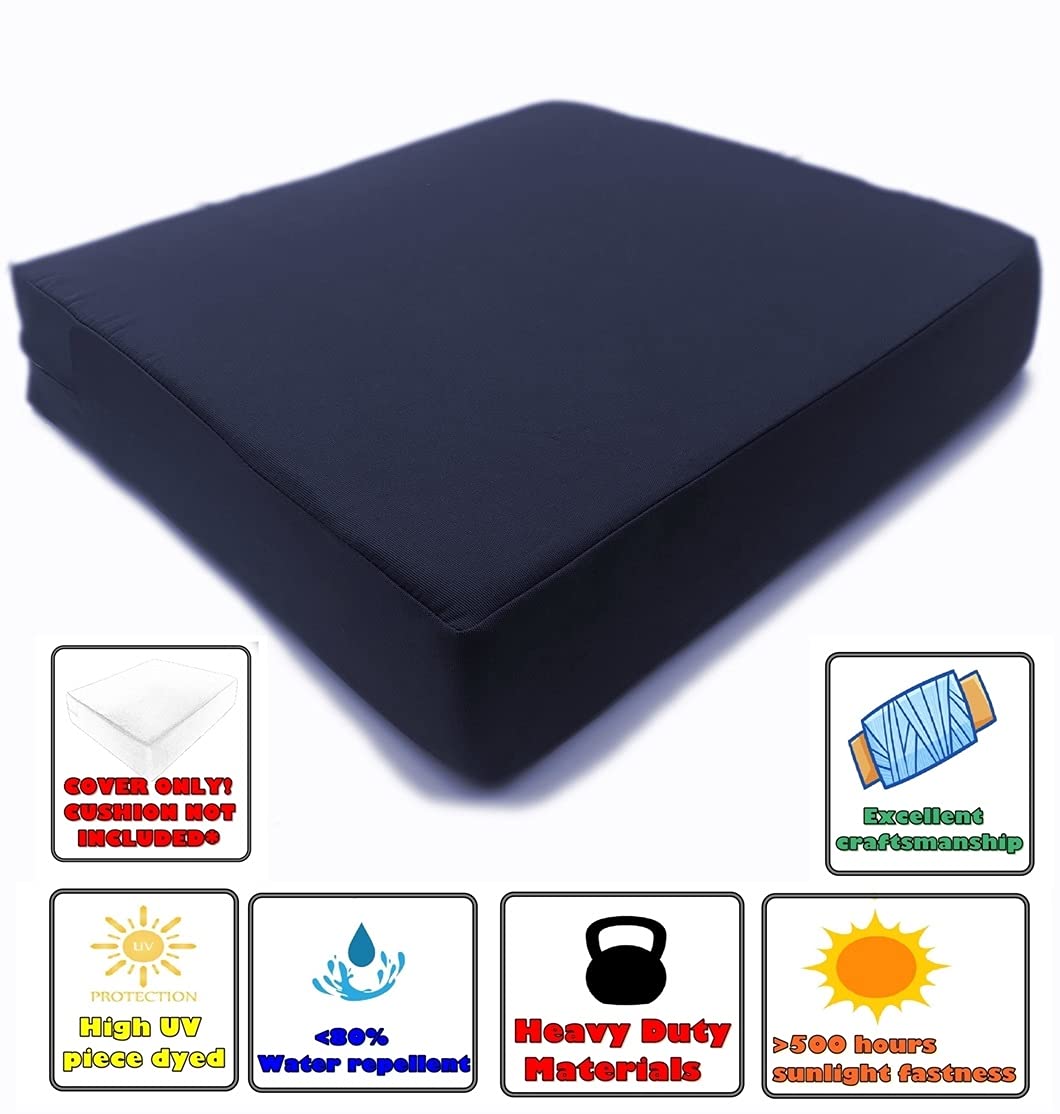 Premium Waterproof Outdoor Chair Cushion Covers - Dark Navy Blue (24x22x4 Inches, Set of 3) - All-Weather Patio Furniture Cushion Protectors for Deck, Poolside & Garden Lounge Chairs