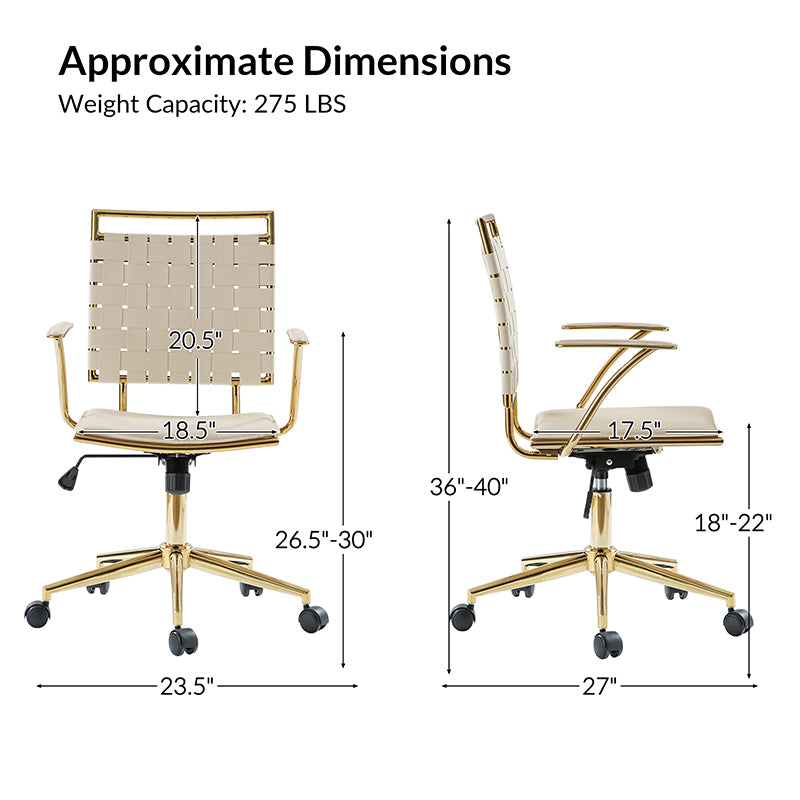 Amalia Modern Rattan Weaving Swivel Office Chair with Backrest - Ergonomic Desk Chair for Home Office, Study & Workspace