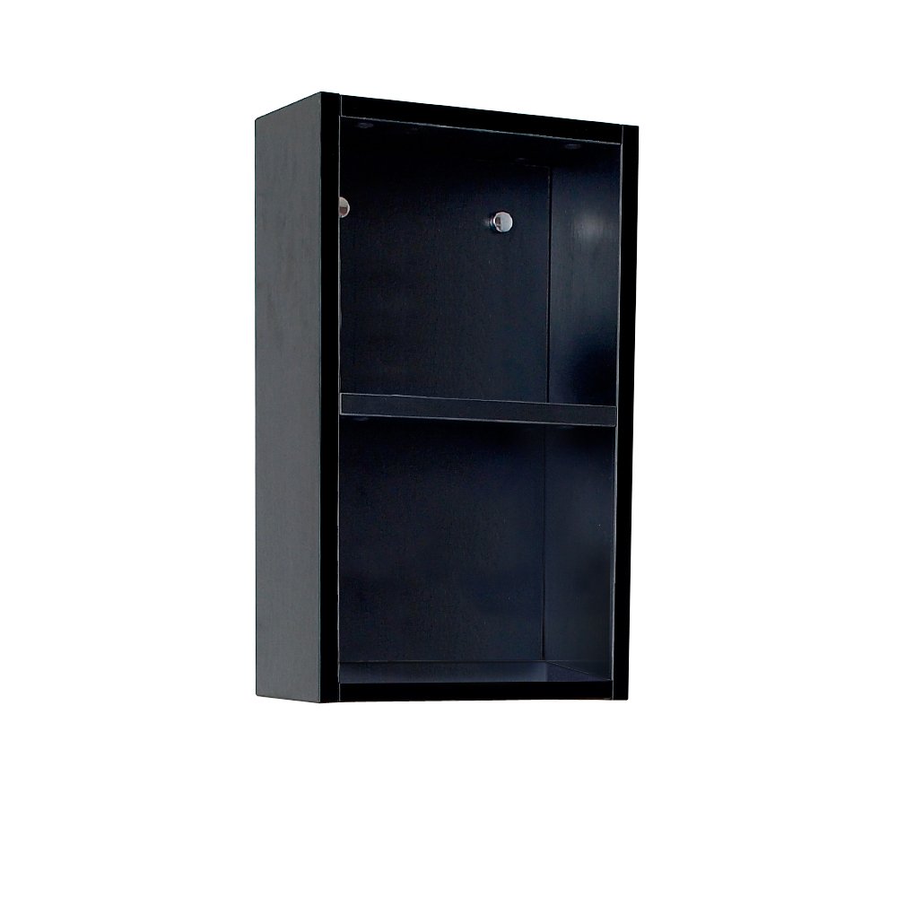 Fresca Bath Bathroom Linen Side Cabinet with 2 Open Storage Shelves - Black | Modern Bathroom Storage Organizer for Towels, Toiletries & Essentials
