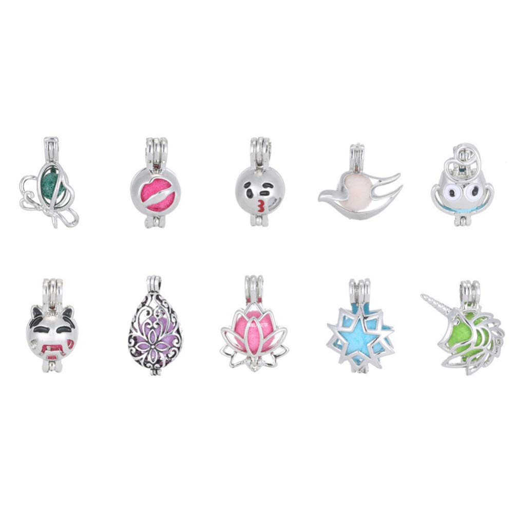 Artibetter 10 PCS Locket Pendant Charms Bead Cage Pendant - Essential Oil Diffuser Necklace, Perfume Jewelry for Women - Perfect Mothers Day Gift, Birthday Present & Aromatherapy Accessory for Daily Wear