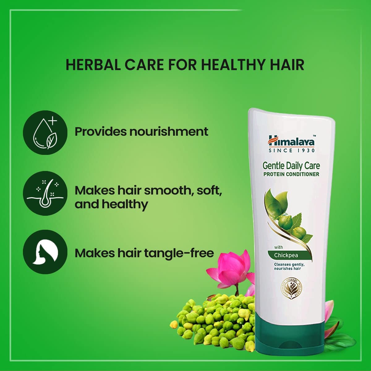 Himalaya Gentle Daily Care Protein Conditioner for Detangled & Silky Smooth Hair | Nourishing Dry Hair Treatment with China Rose, Lotus, Chickpea & Oats | Mild Daily Use Conditioner for Women & Men | 100ml | Perfect for Home, Travel & Salon Use