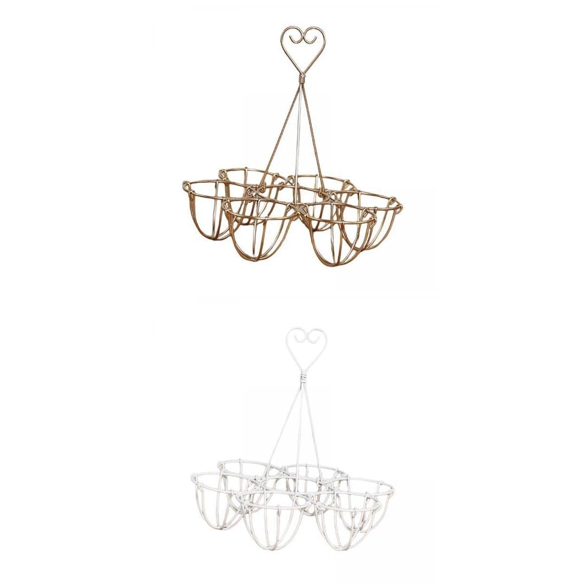 SM SunniMix 2-Piece Modern Freestanding Metal Wire Countertop Egg Basket Organizer - White & Gold Kitchen Storage for Fruits, Vegetables, and Eggs | Perfect for Pantry, Countertop, and Farmhouse Style Kitchen Decor