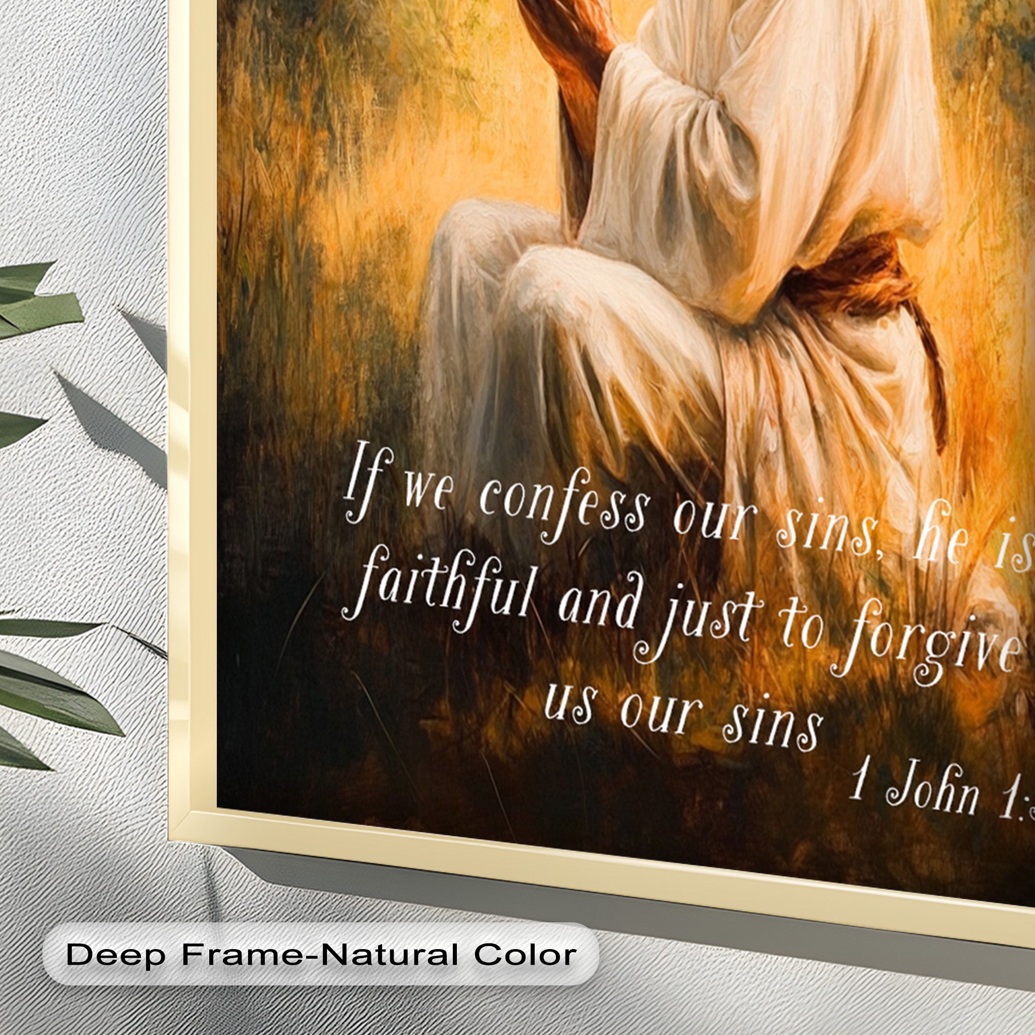 1 John 1:9 Bible Verse Oil Painting - Christian Scripture Wall Art for Home Decor, Church & Prayer Room - Divine Forgiveness Scripture Artwork