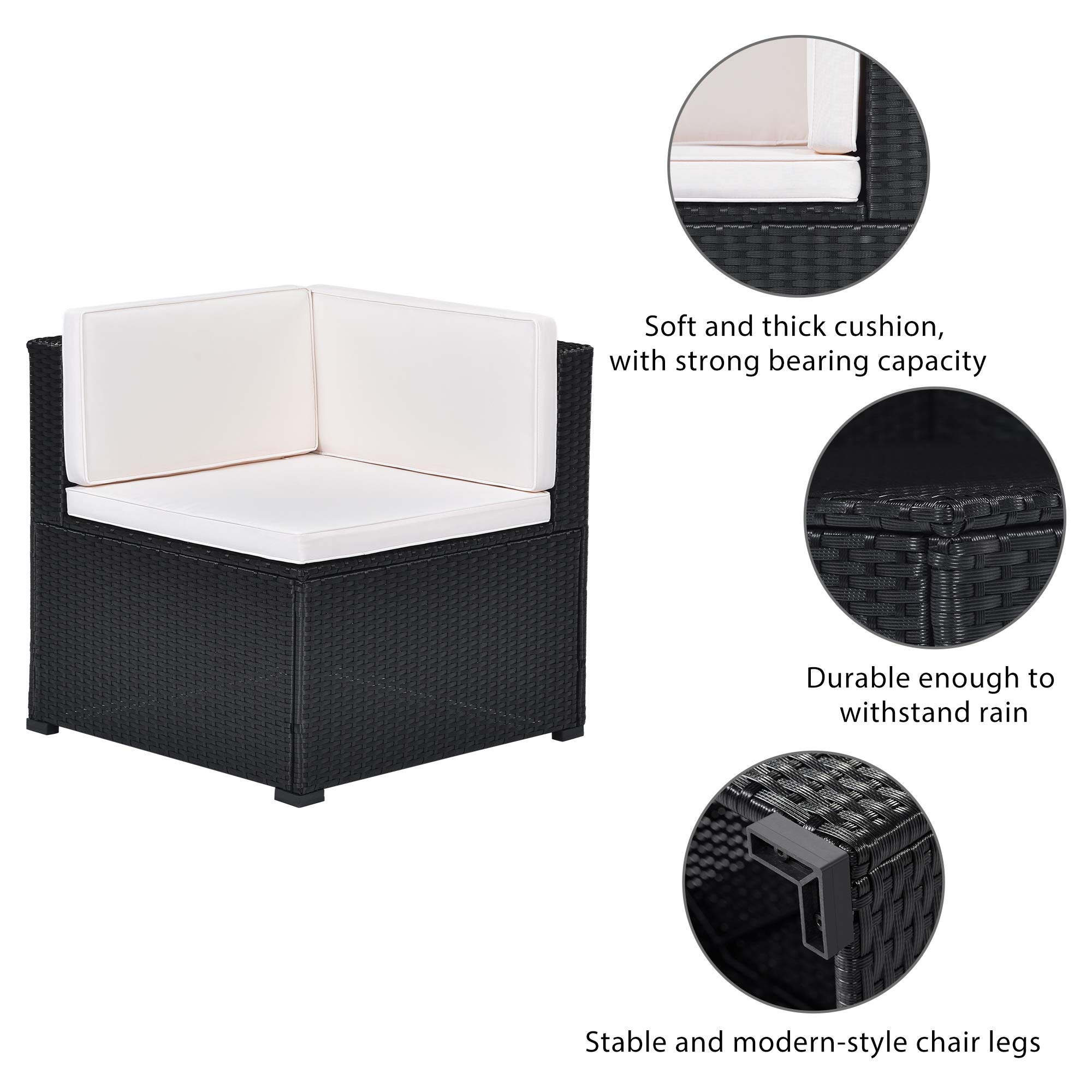 Beacon Pet 5-Piece Outdoor Patio Furniture Set - PE Rattan Wicker Sectional Sofa with Cushions & Glass Coffee Table - Perfect for Garden, Poolside, Balcony, Backyard & Outdoor Entertaining