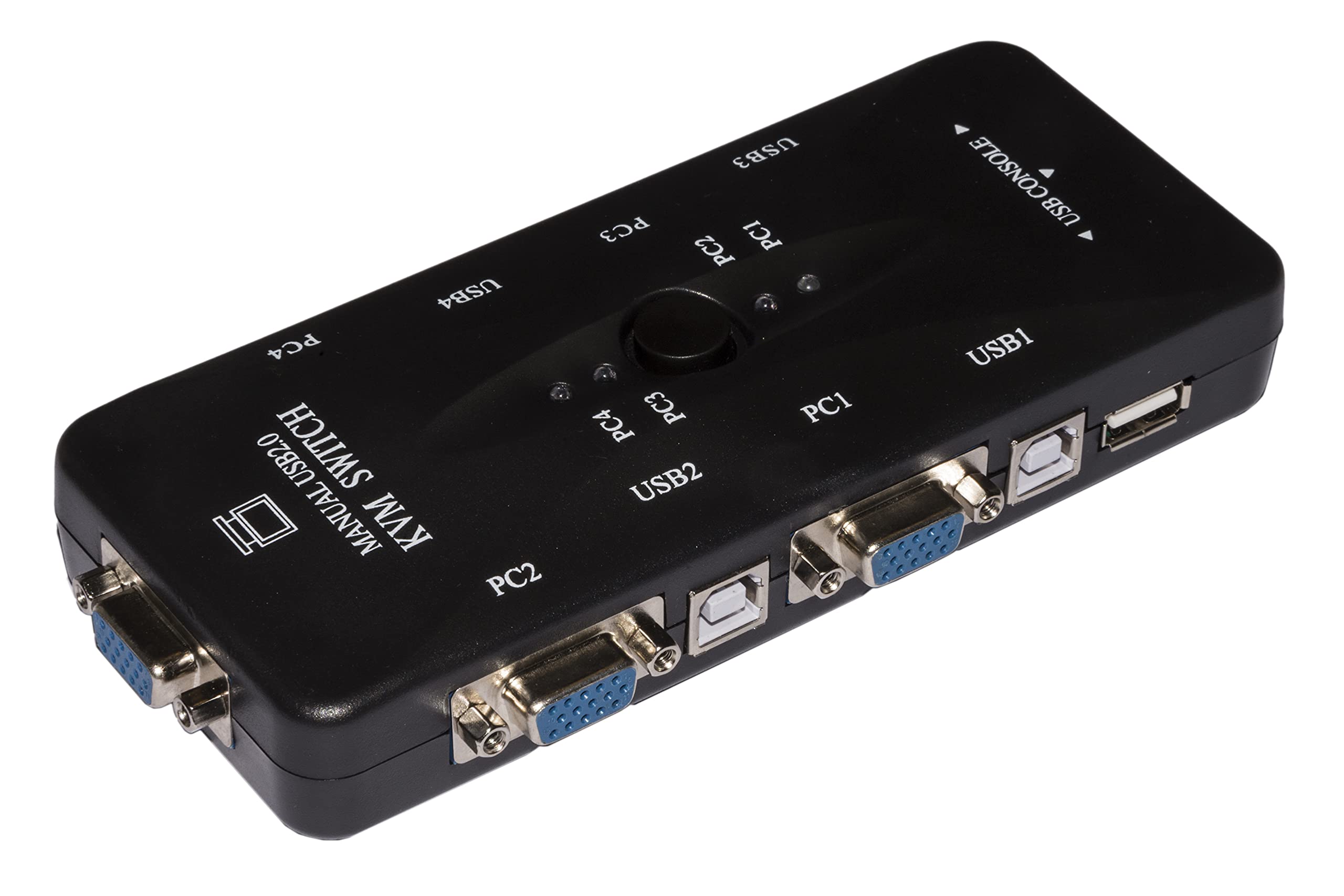 LKKWM4 4-Port USB VGA KVM Switch - Control 4 Computers with 1 Keyboard, Mouse & Monitor | Includes Cables | Ideal for Home Office, IT Labs & Multi-Device Workstations