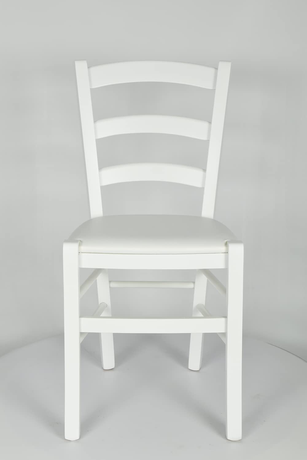 TommyChairs Venezia Dining Chair - White Lacquered Beech Wood Frame with White PU Leather Upholstered Seat - Perfect for Kitchen, Dining Room & Home Decor