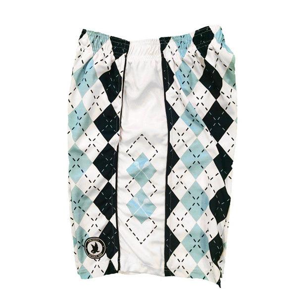 Men's Blue & White Argyle Pattern Athletic Shorts - Comfortable Gym & Casual Wear for Running, Basketball & Lounge