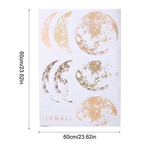 Golden Moon Wall Decal Stickers - Lunar Phase Pattern Removable Vinyl Art for Home & Bedroom Decor - Perfect for Nursery, Living Room, and Office Wall Decoration