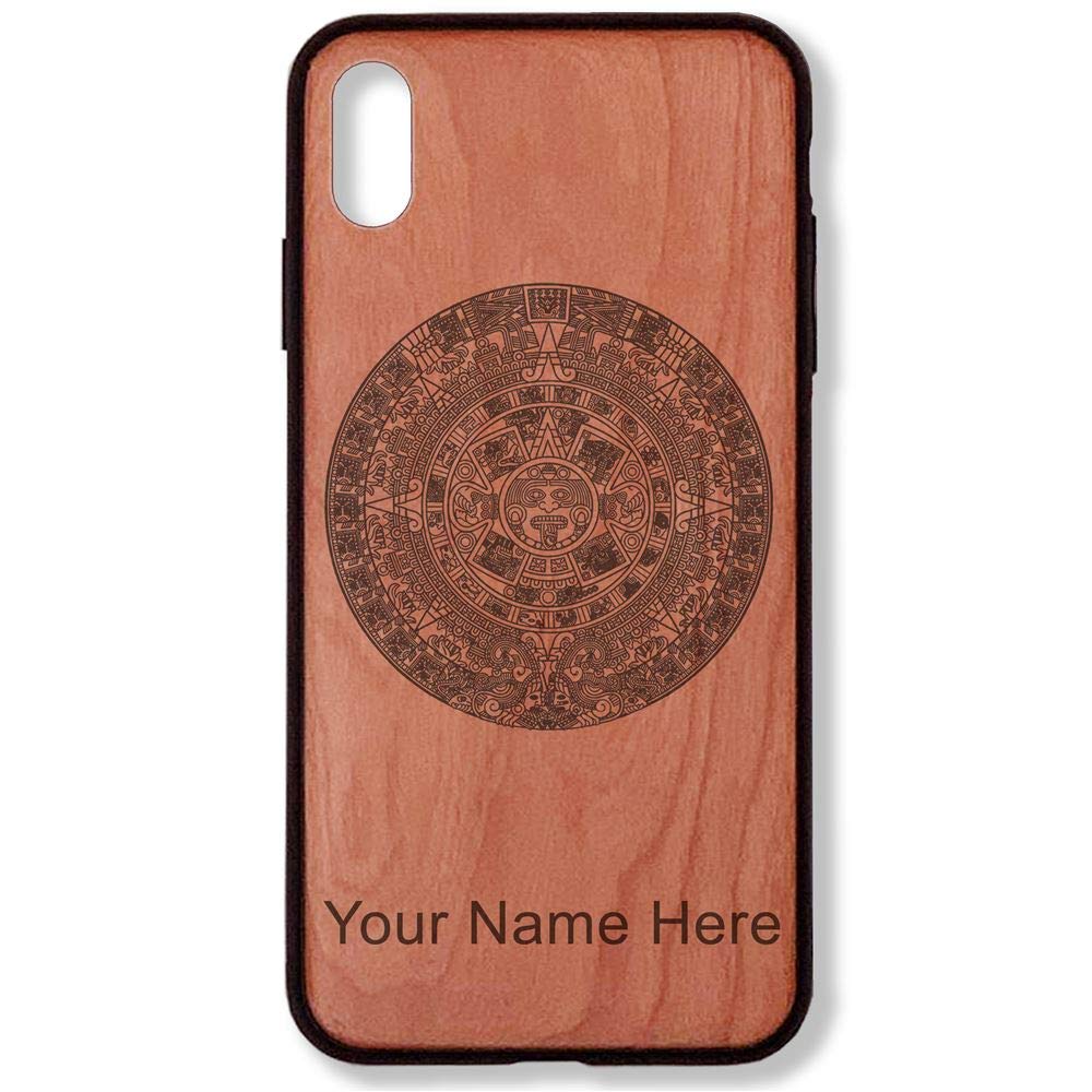 **Aztec Calendar iPhone XR Case with Personalized Engraving - Premium Cherry Wood Cover for Protection & Style | Perfect for Travel, Work & Everyday Use**