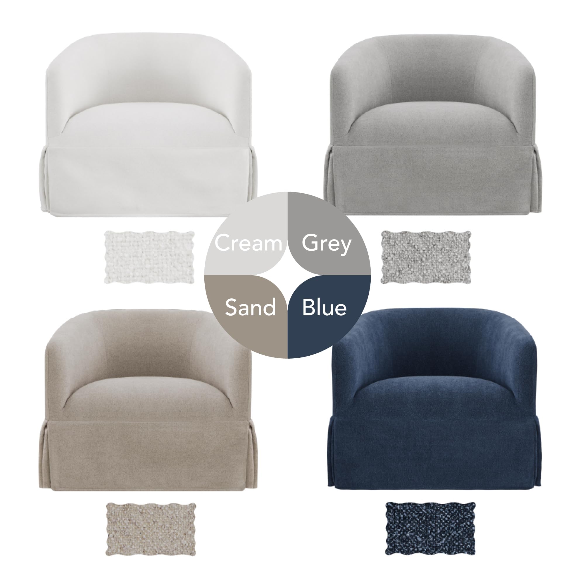 Modern Swivel Accent Chair - Blue Barrel Armchair with 360° Rotation for Bedroom, Nursery, Living Room & Office - Perfect for Reading, Waiting Areas & Small Spaces (Set of 1)