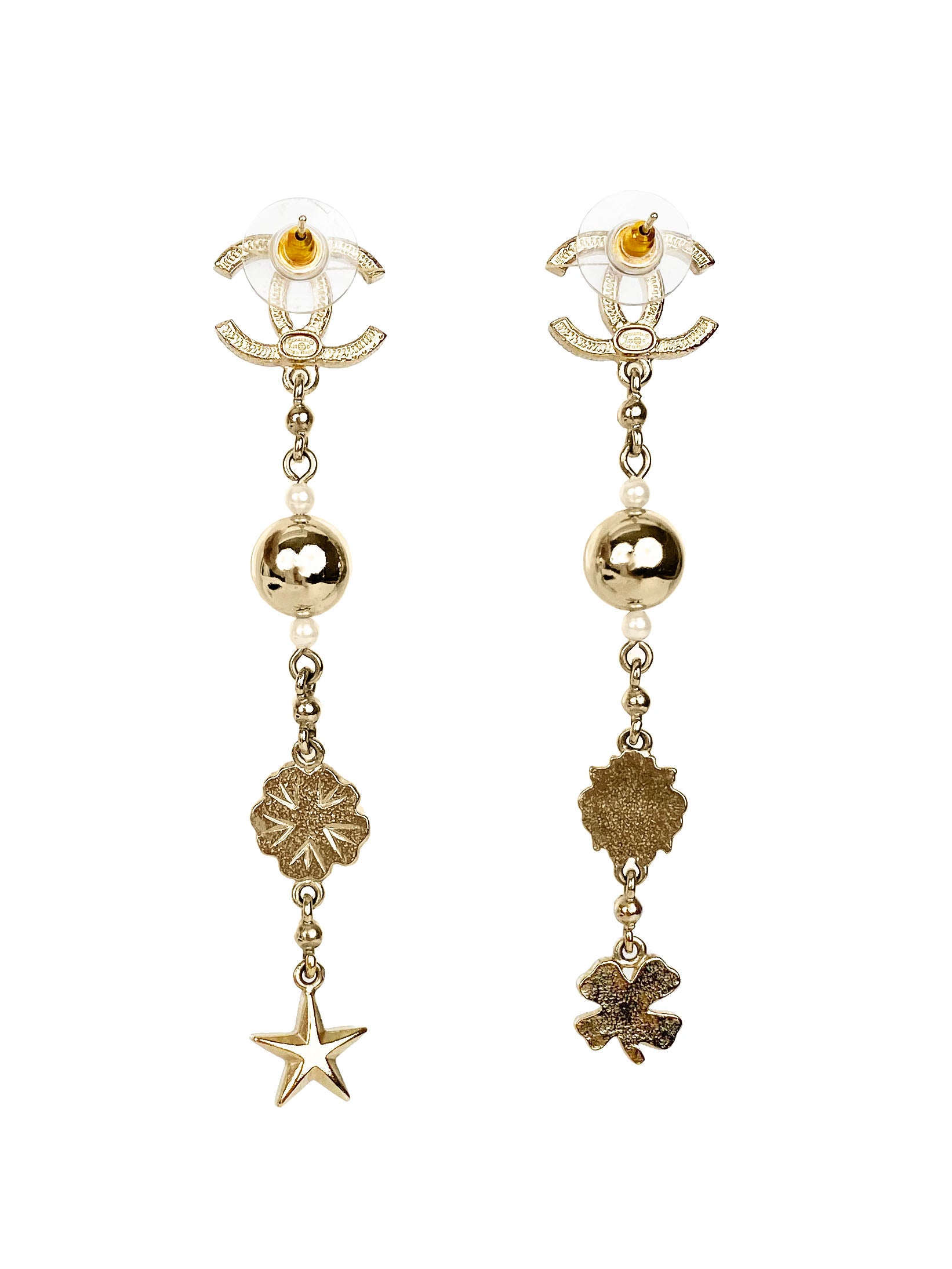 Chanel Gold CC Crystal & Charms Drop Earrings for Women - Luxury Fashion Jewelry for Parties, Weddings & Special Occasions