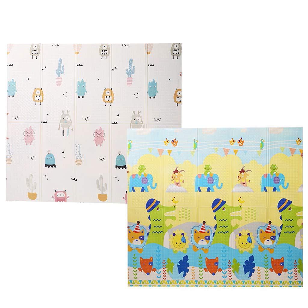 ZYUPUP Foldable Play Mat - Large Reversible Soft Cushioned Play Mat for Kids, Non-Slip Activity Mat for Playroom, Nursery & Daycare, Perfect for Crawling, Learning & Playtime