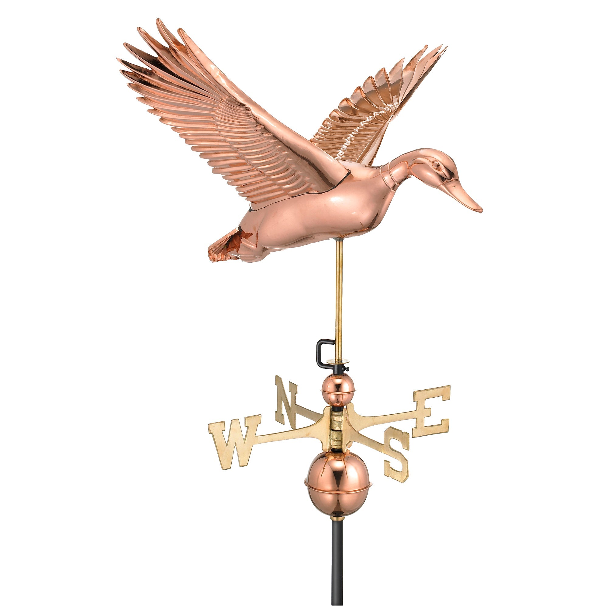 Vintage Flying Duck Weathervane - Handcrafted Copper Garden Decor for Roof or Yard - Perfect for Farmhouse, Cottage & Coastal Home Styles