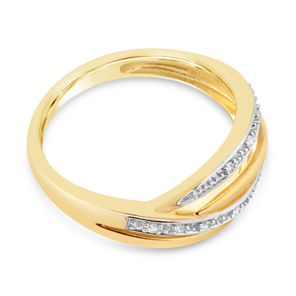 9ct Yellow Gold 0.04 Carat Diamond Ring with 8 Brilliant Cut Diamonds - Elegant Wedding Band, Anniversary Gift & Everyday Jewelry for Women