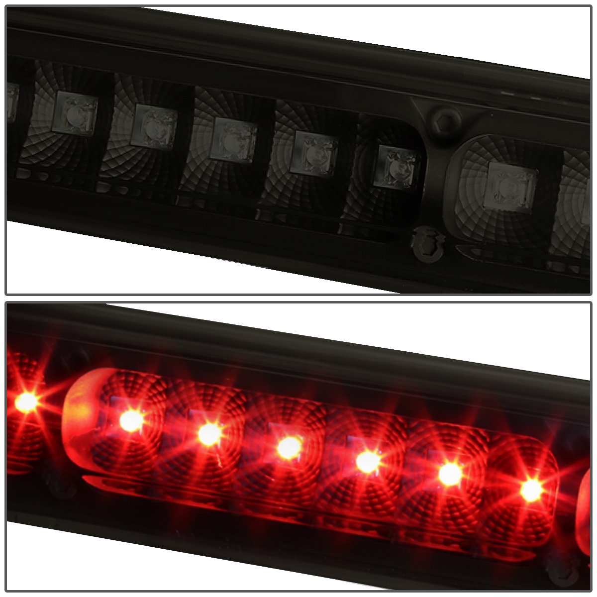 Auto Dynasty Black Housing Smoked Lens Red 3D LED Tail Lights + Dual Row 3rd Brake Light for Ford F150-F550 Pickup Trucks - Enhanced Visibility & Style Upgrade