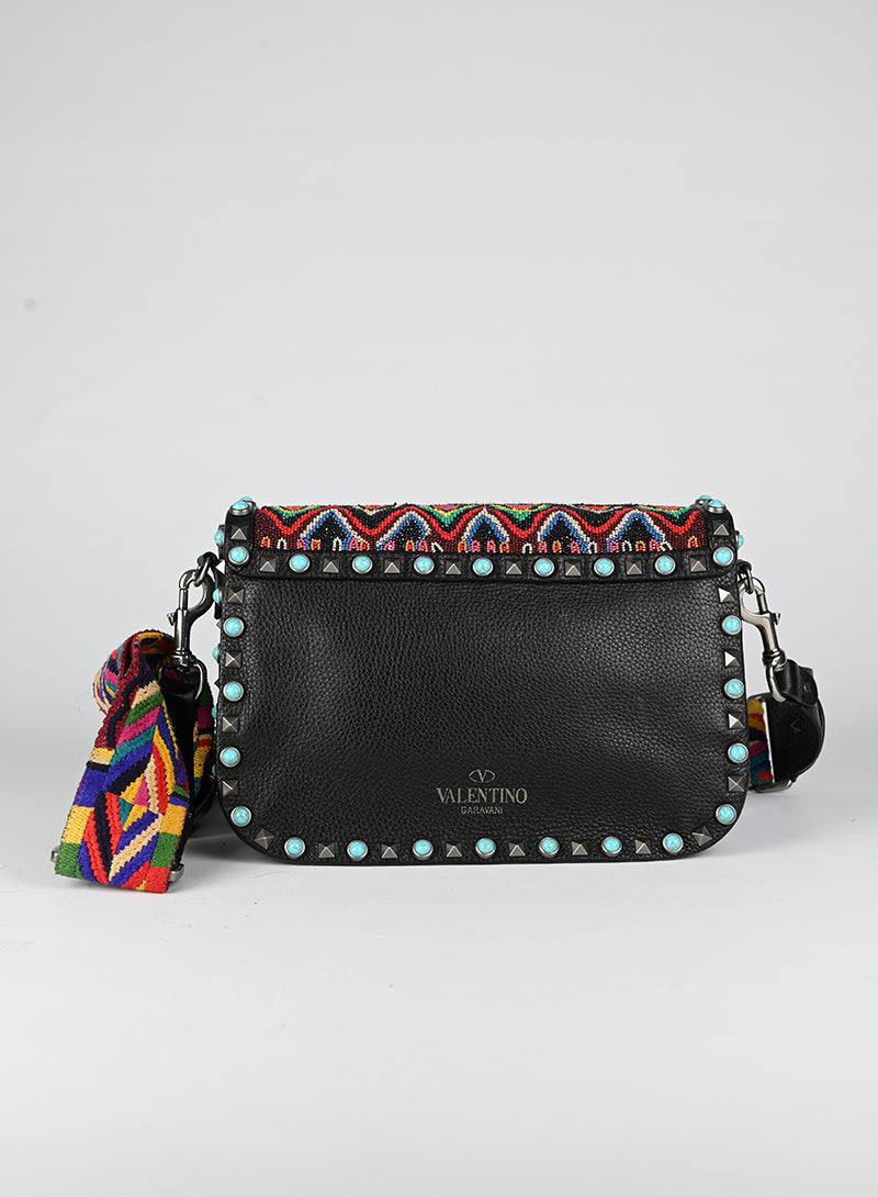 Valentino Rockstud Beaded Guitar Bag - Luxury Crossbody Purse for Women | Perfect for Parties, Dates & Evening Events