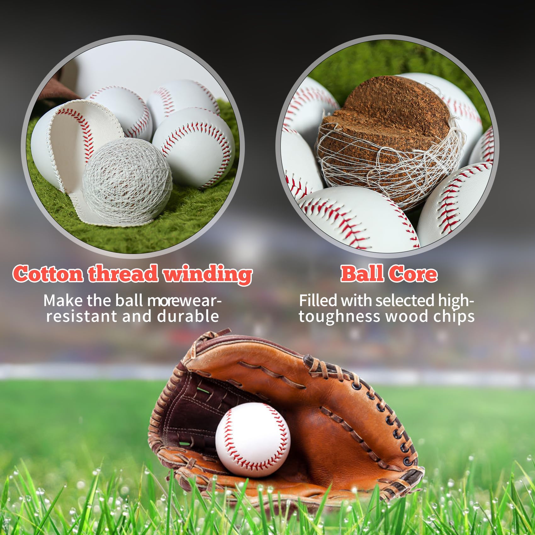 12 Pack Official Size Adult Baseballs - 9 Inch Leather-Covered Training Balls for Baseball Practice, Pitching, Hitting, Fielding & Autographs | Perfect for League Games, Training Sessions & Sports Collectibles