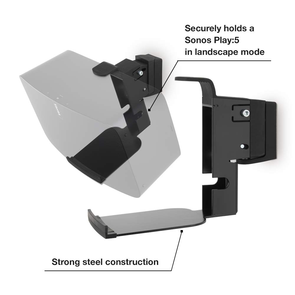 Flexson Wall Mount Bracket for Sonos Play:5 Speaker - Secure & Adjustable Installation for Home Theater & Music Rooms