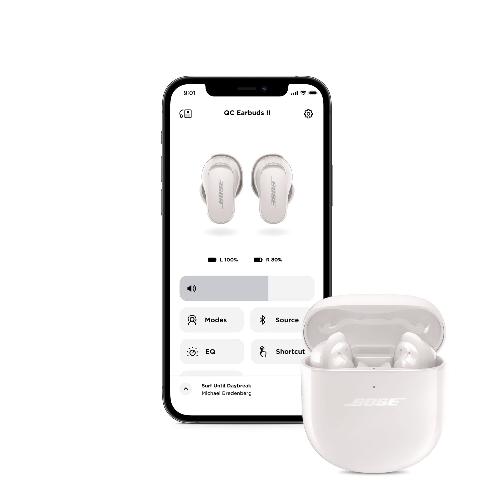 Bose QuietComfort Earbuds II Wireless Noise Cancelling Earbuds - Soapstone Color with Protective Case Cover | Perfect for Travel, Workouts & Daily Commute