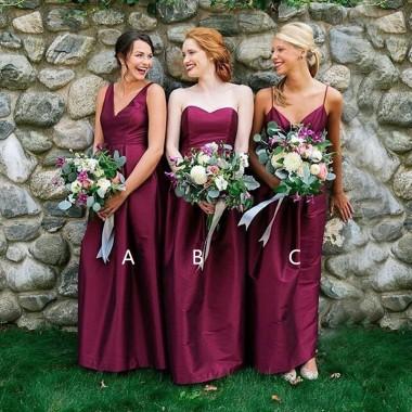 Custom Long Bridesmaid Dresses in Dark Red - Affordable Mismatched Styles for Weddings & Formal Events | WG369