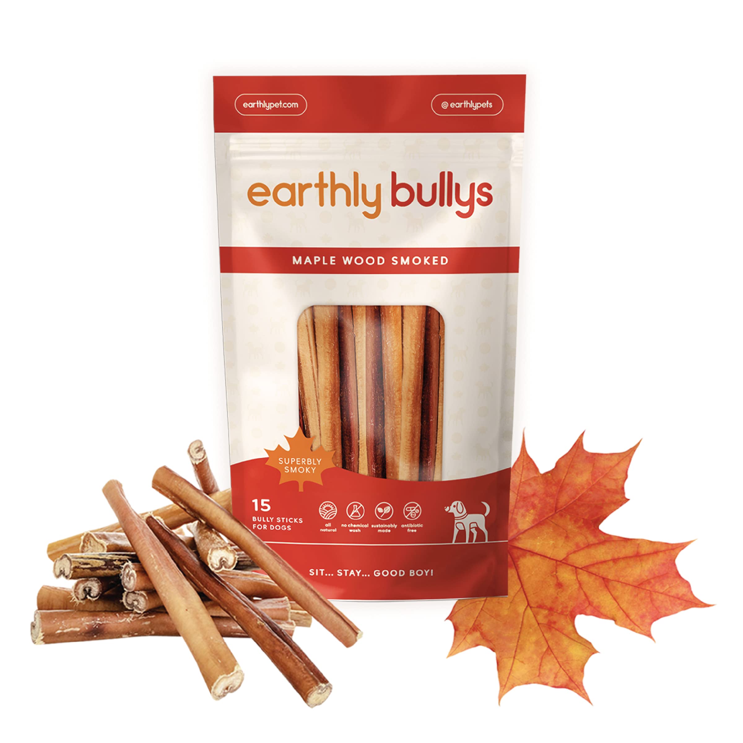 Premium Maplewood Smoked Bully Sticks for Dogs - All-Natural Grass-Fed Beef Chews for Small, Medium & Large Breeds - Made in Canada - Perfect for Training, Teething & Dental Health