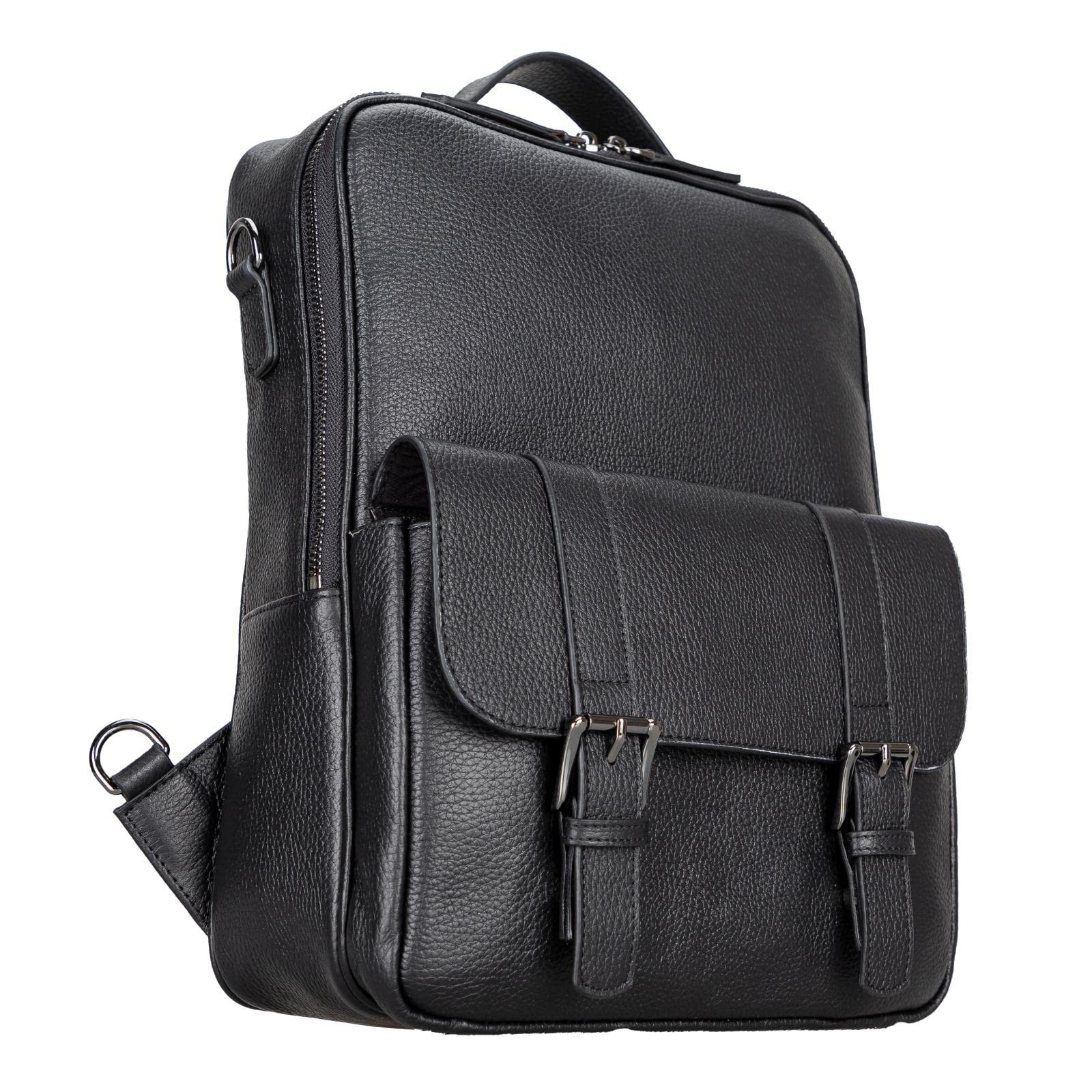 BLACKBROOK Premium Genuine Leather Backpack for Men & Women - Luxurious Hazel Brown Laptop Bag with Protective Padding for Travel, Work & School (Black) - Perfect for Business Trips, Commuting & College Campus Use