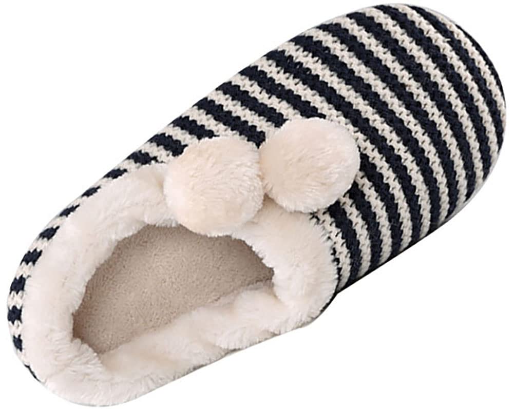 Cozy Knitted House Slippers for Women & Men - Warm Fuzzy Indoor Slippers with Pompom - Perfect for Winter, Home Relaxation & Gift Giving