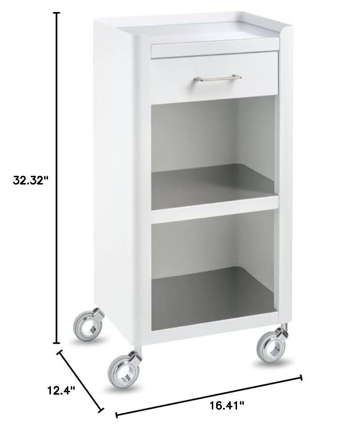 DON HIERRO - White Stainless Steel Bathroom Cabinet on Wheels with Storage, Mobile Utility Cart for Bathroom Organization - Perfect for Small Spaces, Apartments & Home Decor