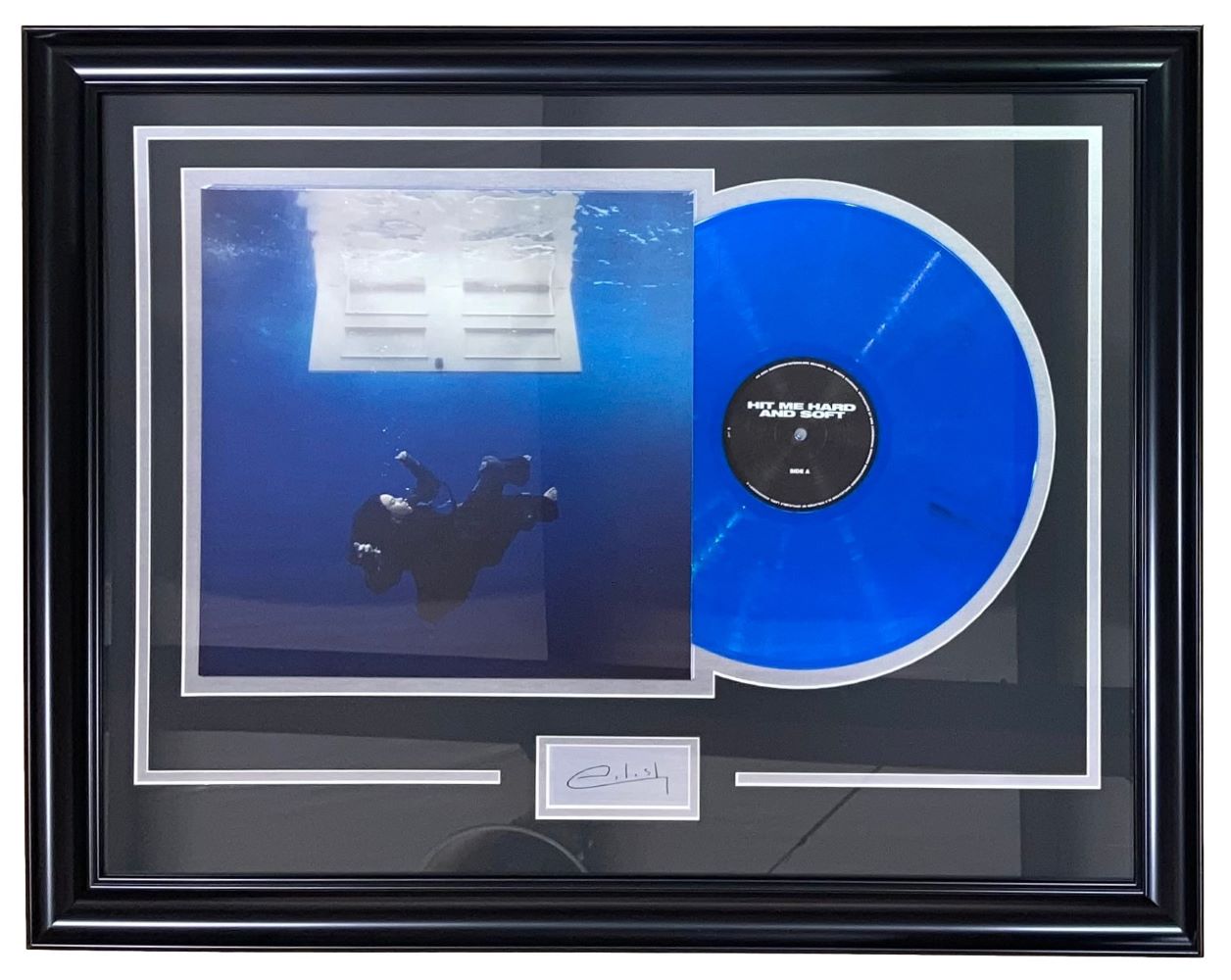 Billie Eilish Framed Hit Me Hard And Soft Vinyl Record with Laser Engraved Signature - Limited Edition Collectible for Music Fans, Perfect for Home Decor & Gift Giving