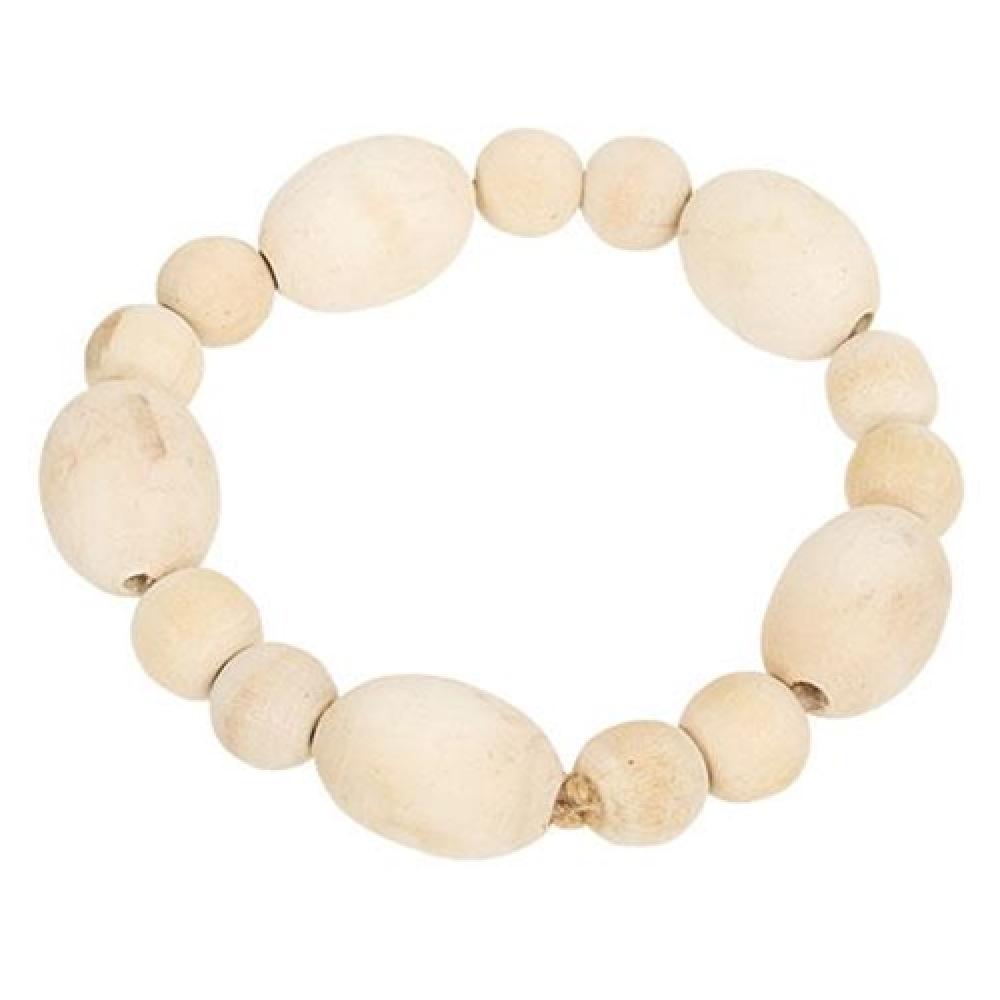 Natural Wood Oval Bead Candle Ring - Rustic Home Decor for Table Centerpieces, Wedding Decorations & Holiday Candles
