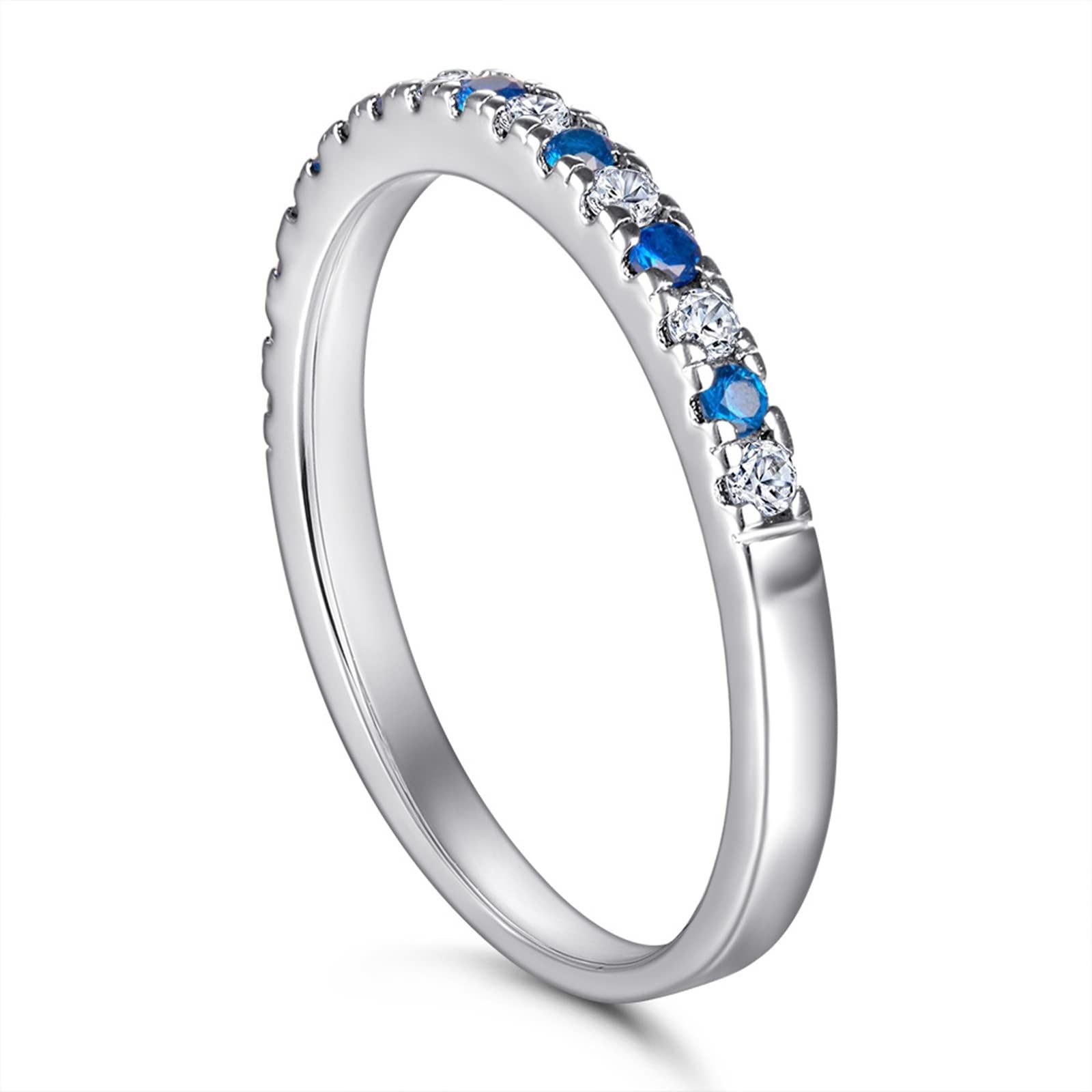 925 Sterling Silver Women's Stackable Elegant Half Eternity Cubic Zirconia Engagement Rings - Perfect for Weddings, Anniversaries & Everyday Wear
