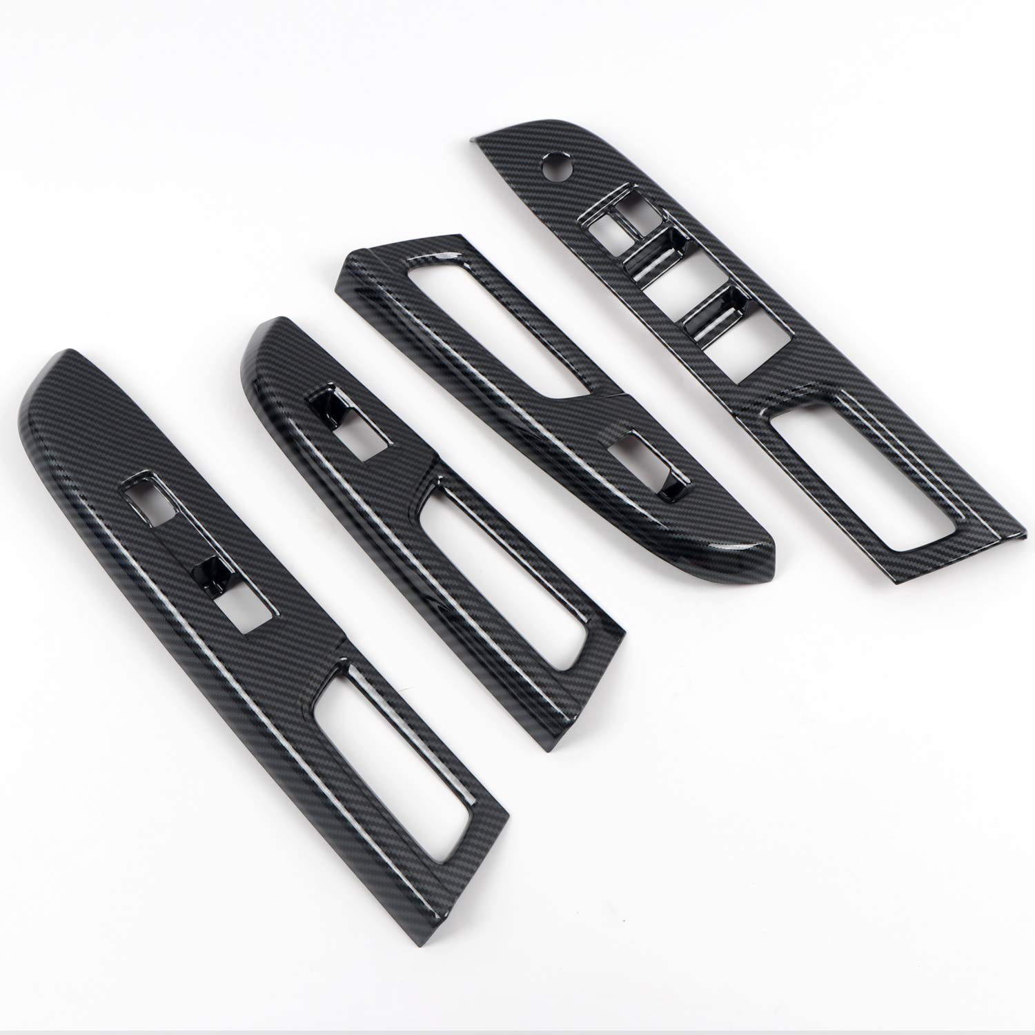 Premium Carbon Fiber Grain Car Interior Accessories - Window Switch Cover Trim Kit (4pcs ABS) for Subaru WRX STI 2017 LHD Only | Durable & Stylish Upgrade for Enhanced Interior Look | Perfect for Car Enthusiasts & Customization Projects