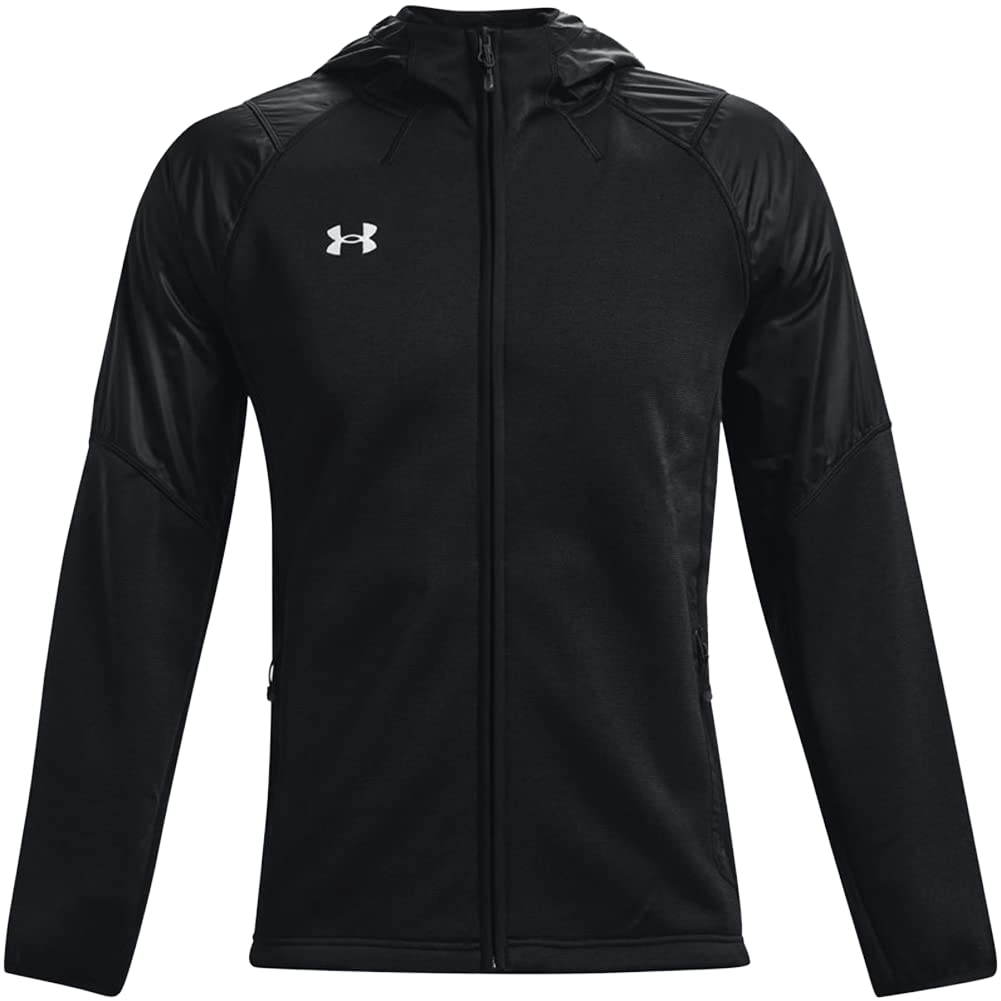 Under Armour Men's Full Zip Water-Resistant Hooded Swacket Jacket - Black, Size M/L/XL - Perfect for Outdoor Running, Hiking & Casual Wear