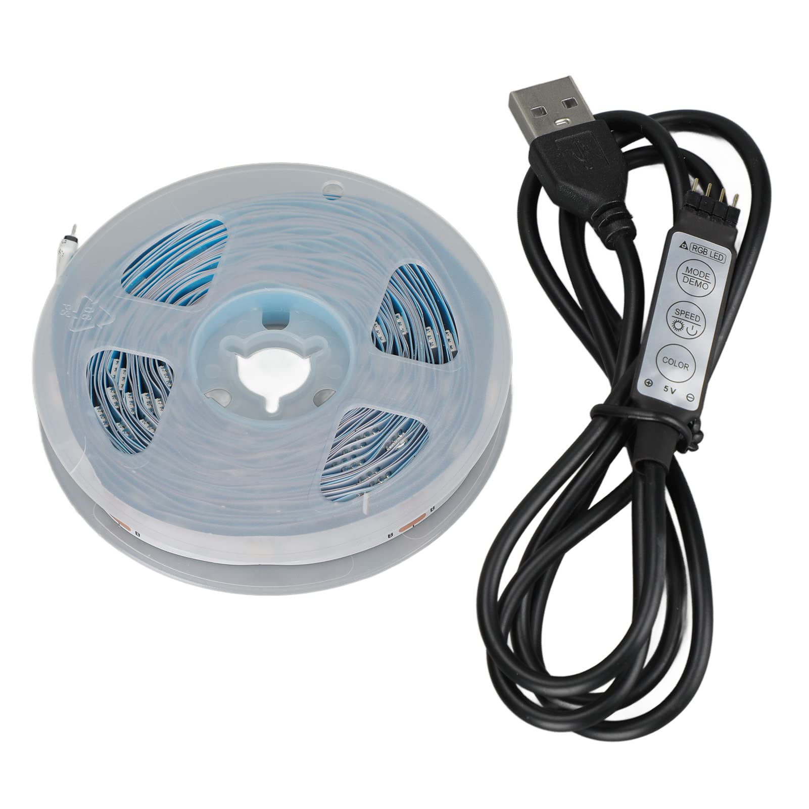RGB LED Strip Lights 16.4ft USB Powered with Remote - Color Changing TV Backlight for Bedroom, Mirror, Party Decor - 18 LEDs/Meter (1m) - Perfect for Home Theater, Gaming Setup & Mood Lighting