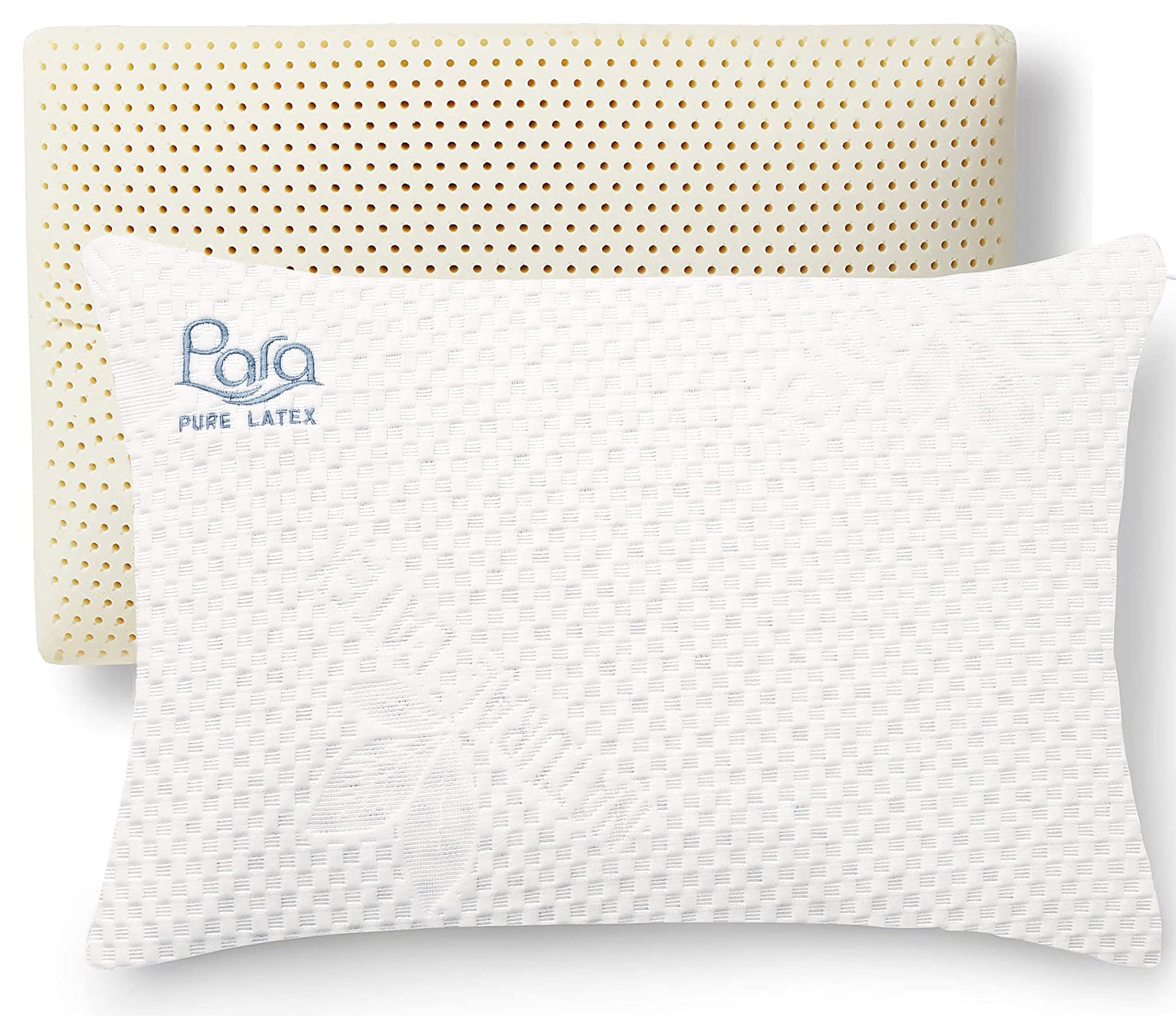 Premium 100% Natural Talalay Latex Pillow - Extra Firm Support for Side Sleepers, High Loft Luxury Bed Pillow with Removable Cotton Blend Cover - Ideal for Neck Pain Relief & Better Sleep