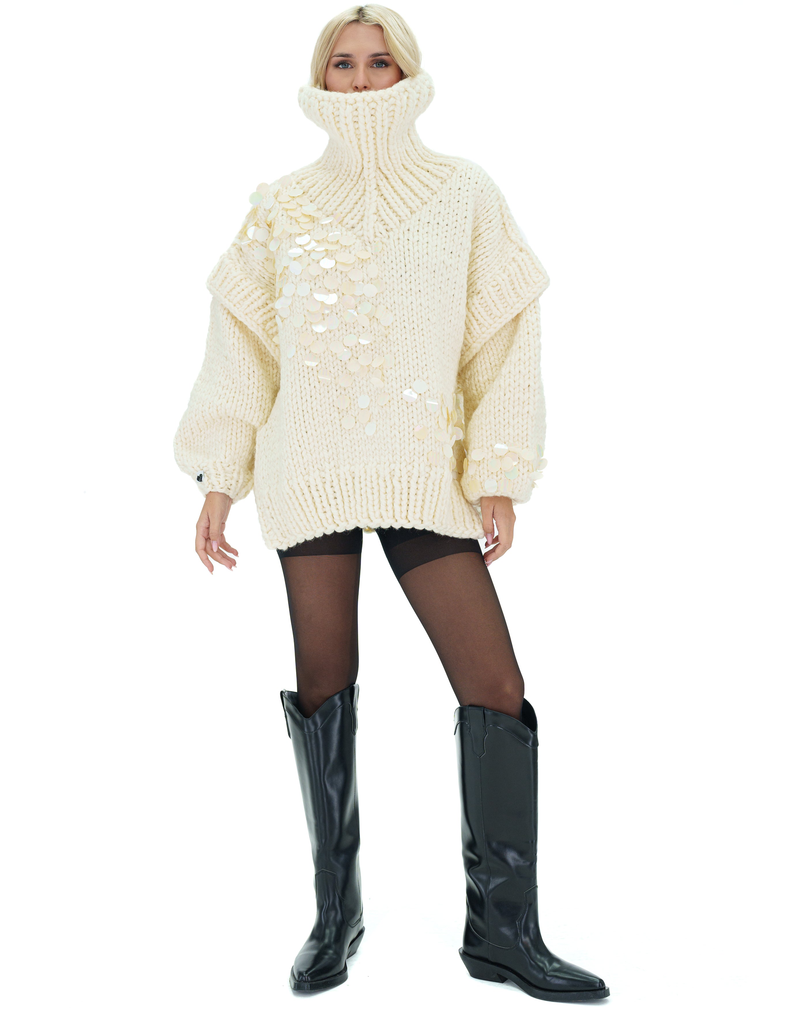 Sparkly Sequins Elegance Sweater for Women - Glamorous Party Top, Holiday Outfit, Christmas & New Year Fashion, Perfect for Night Out and Special Occasions